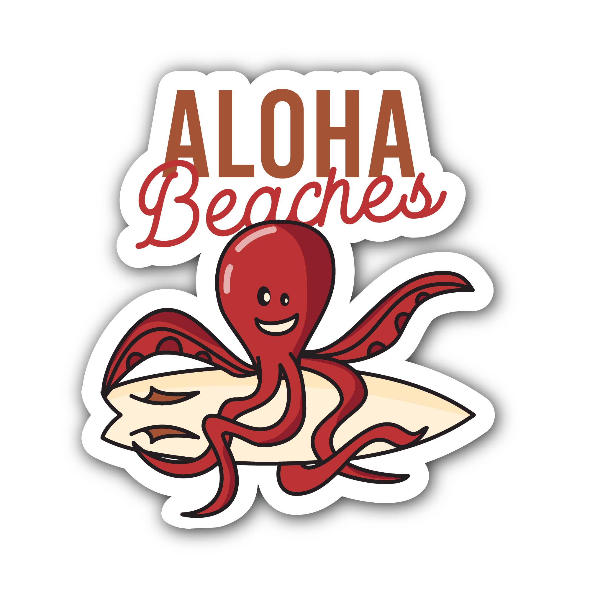 Aloha Beaches Sticker, Waterproof Vinyl Decal Sticker Indoor Or Outdoor 2 (Pieces) 3" and 5"