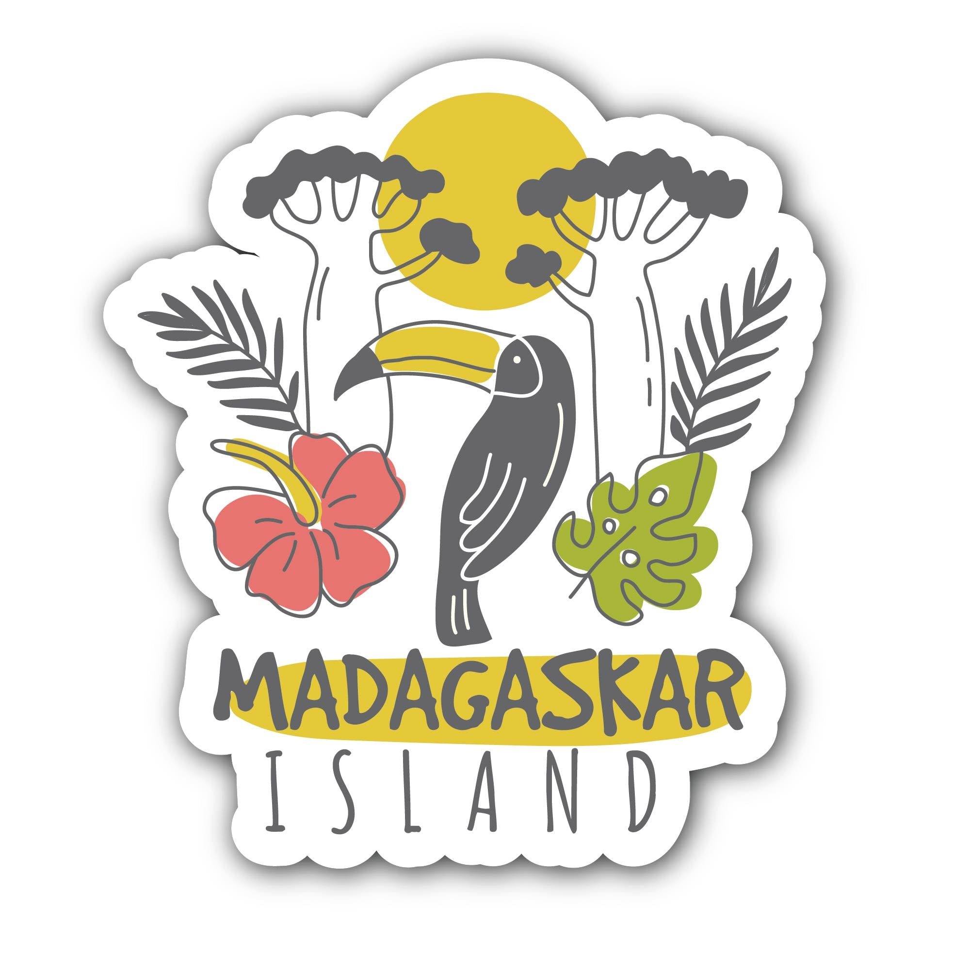 Madagascar Island Sticker, Waterproof Vinyl Decal Sticker Indoor Or Outdoor 2 (Pieces) 3" and 5"