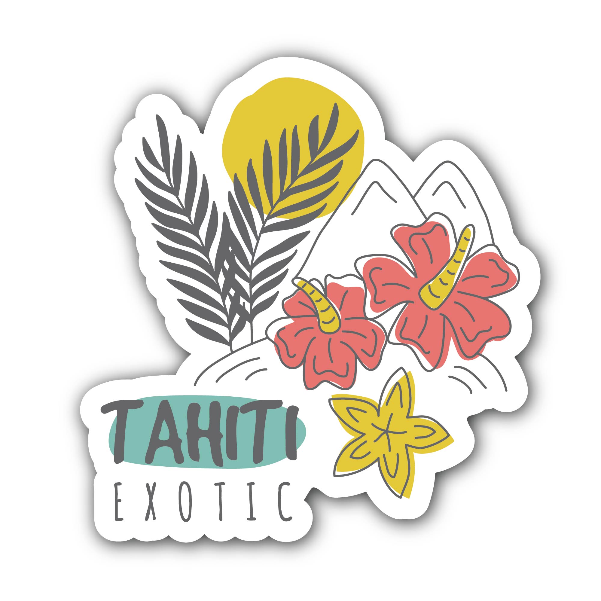 Tahiti Exotic Sticker, Waterproof Vinyl Decal Sticker Indoor Or Outdoor 2 (Pieces) 3" and 5"