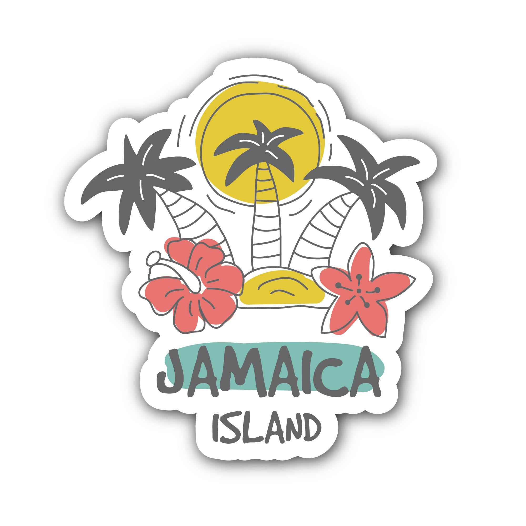 Jamaica Island Sticker, Waterproof Vinyl Decal Sticker Indoor Or Outdoor 2 (Pieces) 3" and 5"