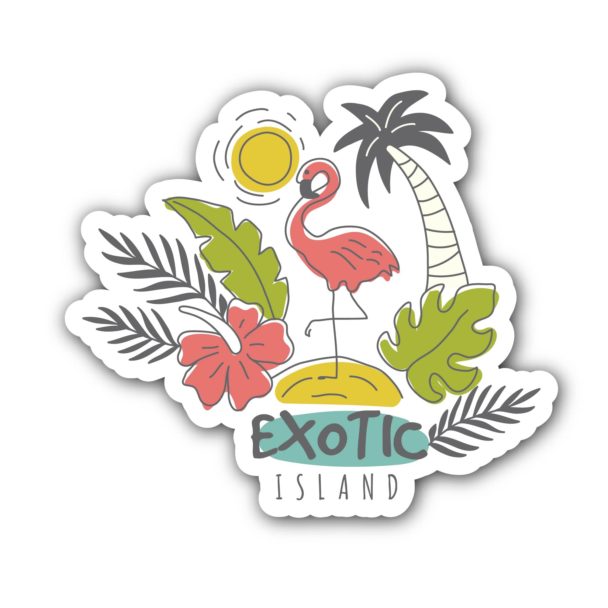 Exotic Island & Tropical Birds Sticker, Waterproof Vinyl Decal Sticker Indoor Or Outdoor 2 (Pieces) 3" and 5"