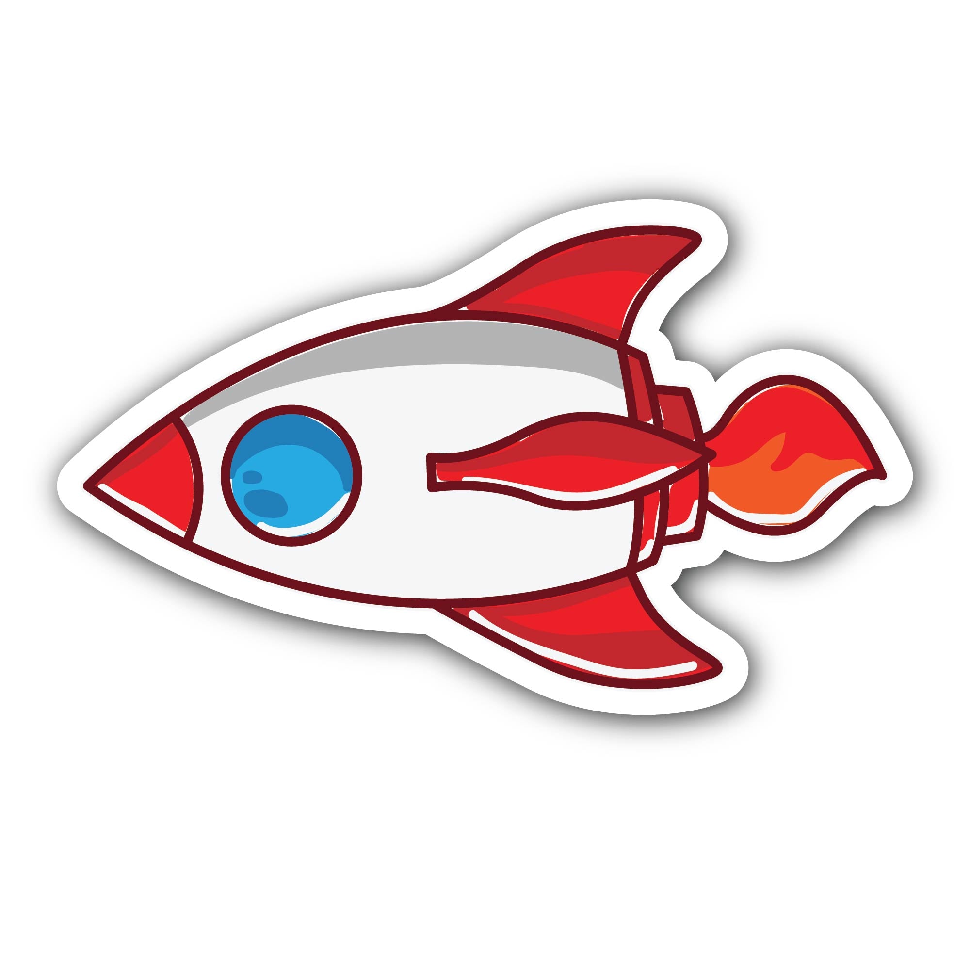 Rocket Clipart Cartoon Style Sticker, Waterproof Vinyl Decal Sticker Indoor Or Outdoor 2 (Pieces) 3" and 5"