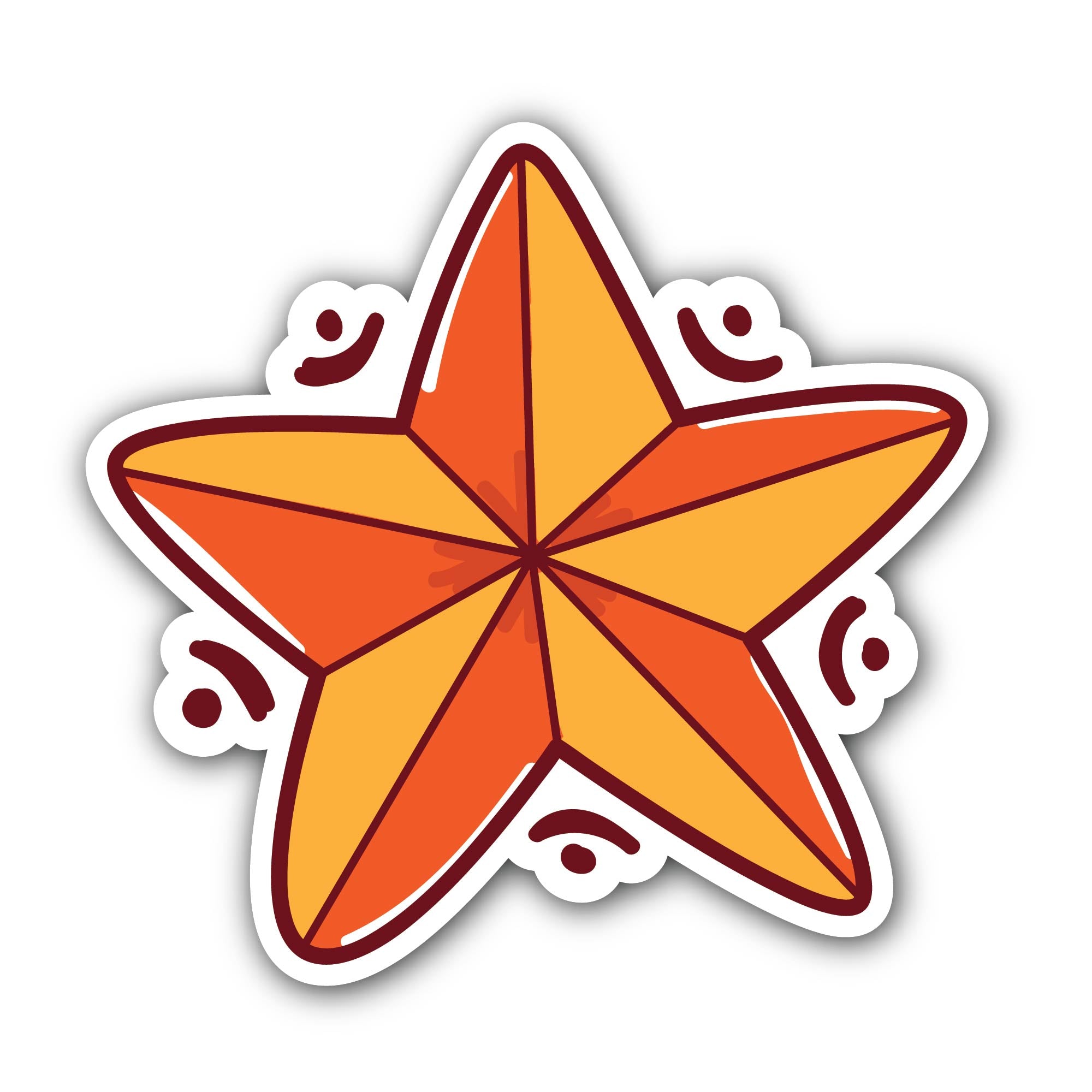 Pointed Star Sticker, Waterproof Vinyl Decal Sticker Indoor Or Outdoor 2 (Pieces) 3" and 5"