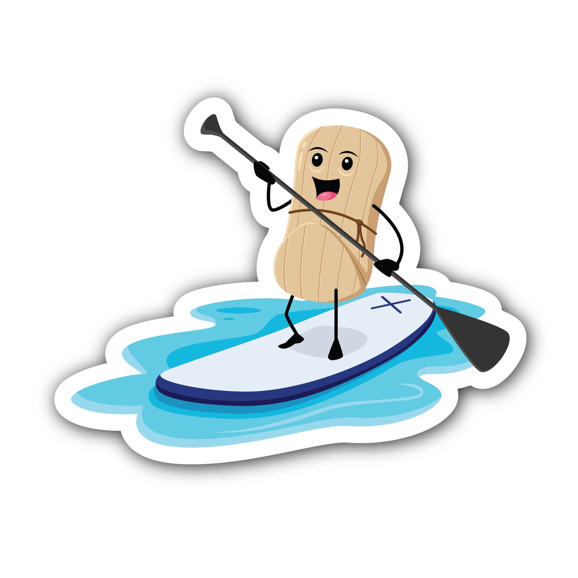 Cute and Funny Peanut surf Sticker, Waterproof Vinyl Decal Sticker Indoor Or Outdoor 2 (Pieces) 3" and 5"