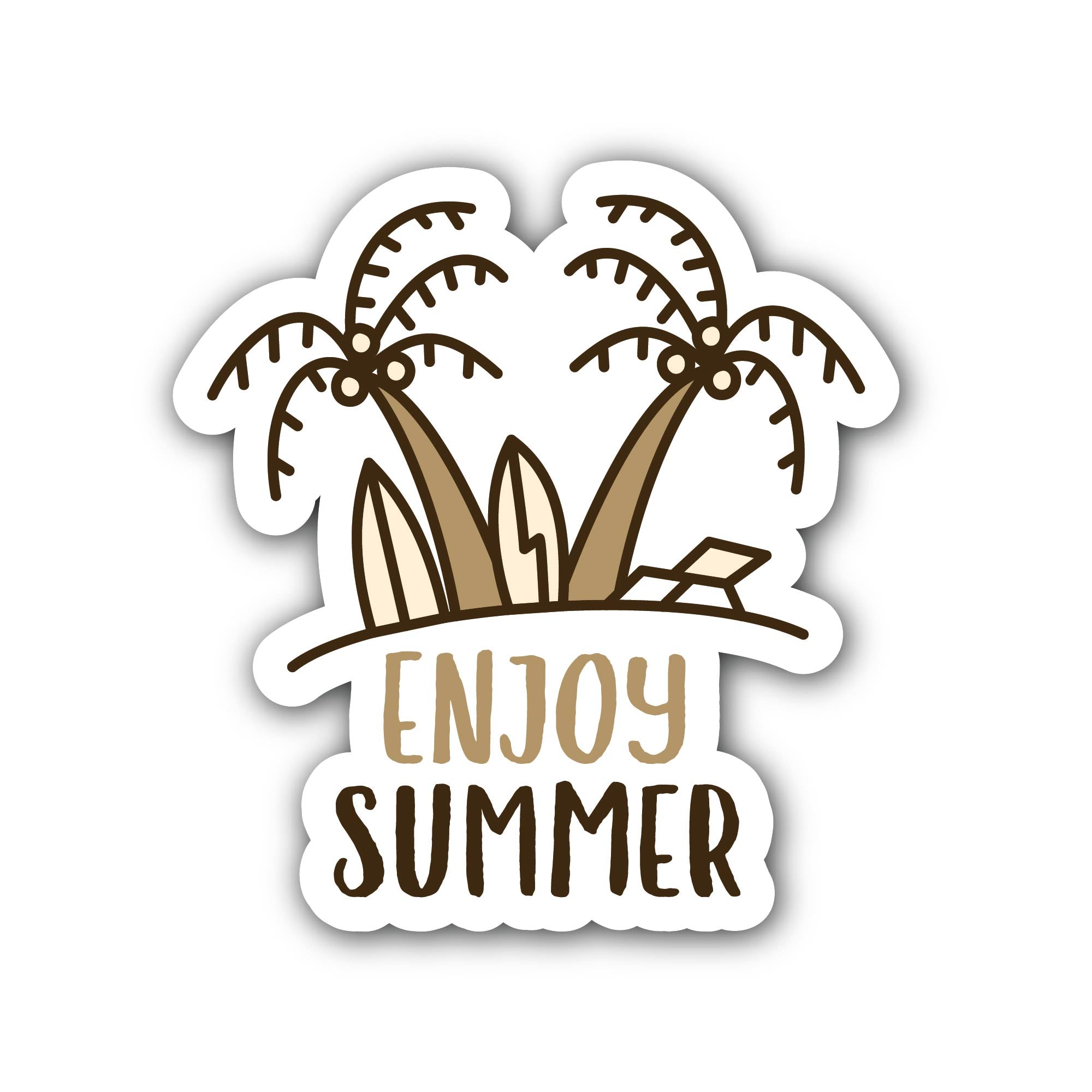 Enjoy Summer Sticker, Waterproof Vinyl Decal Sticker Indoor Or Outdoor 2 (Pieces) 3" and 5"
