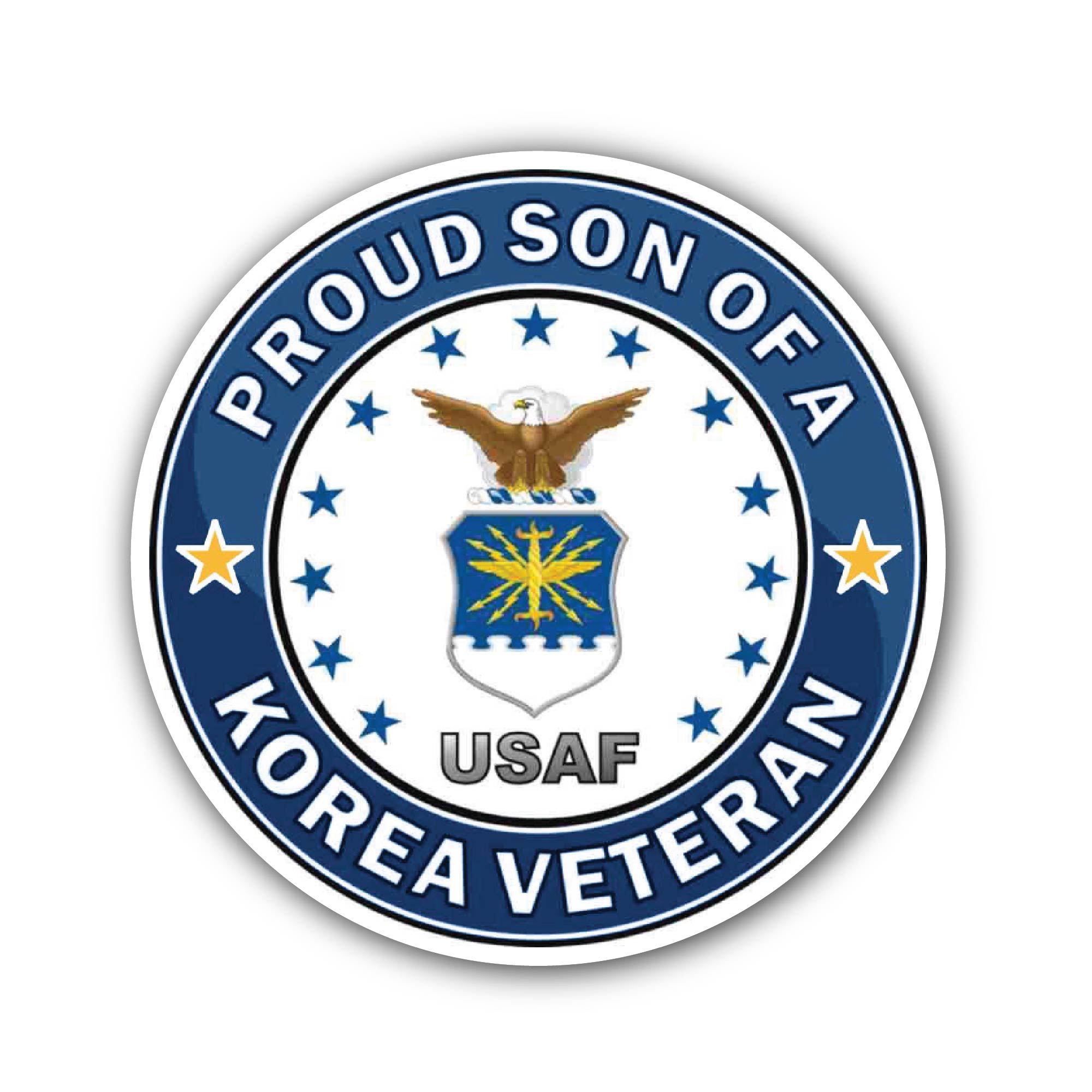 U.S. Air Force Proud Son of a Korea Veteran Sticker, Waterproof Vinyl Decal Sticker Indoor Or Outdoor 2 (Pieces) 3" and 5"
