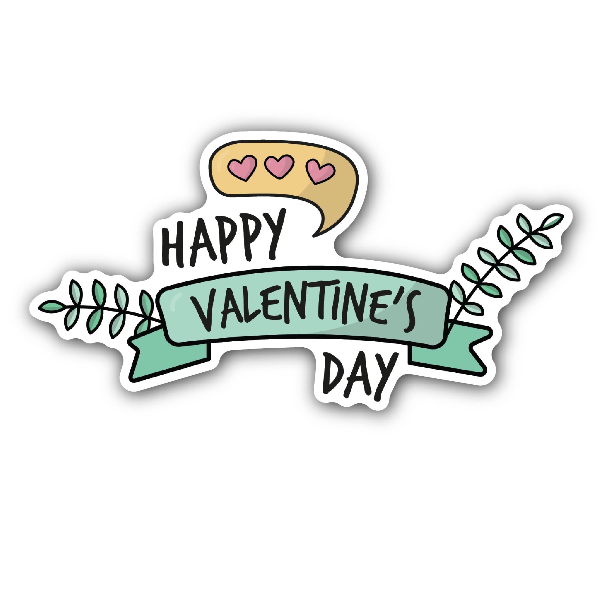 Happy Valentine's Day Message Sticker, Waterproof Vinyl Decal Sticker Indoor Or Outdoor 2 (Pieces) 3" and 5"