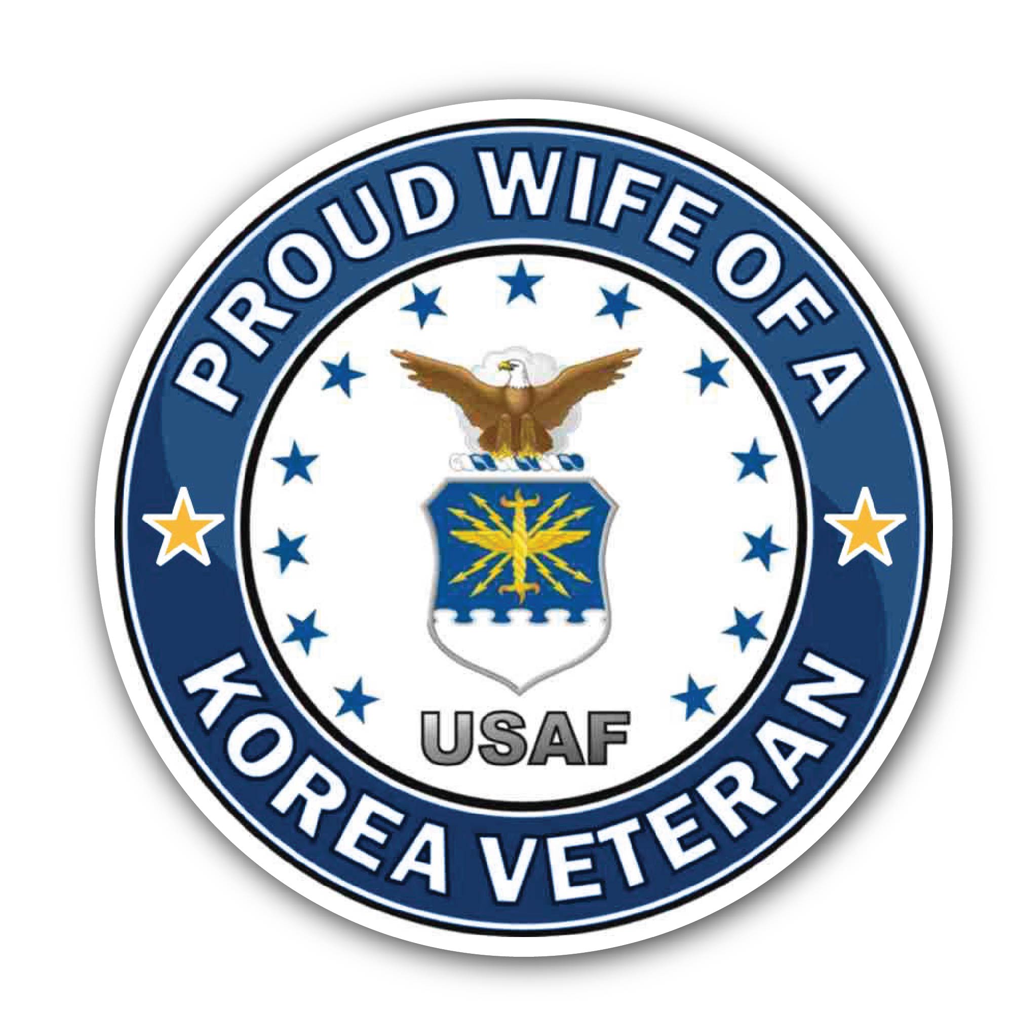 U.S. Air Force Proud Wife of a Korea Veteran Sticker, Waterproof Vinyl Decal Sticker Indoor Or Outdoor 2 (Pieces) 3" and 5"