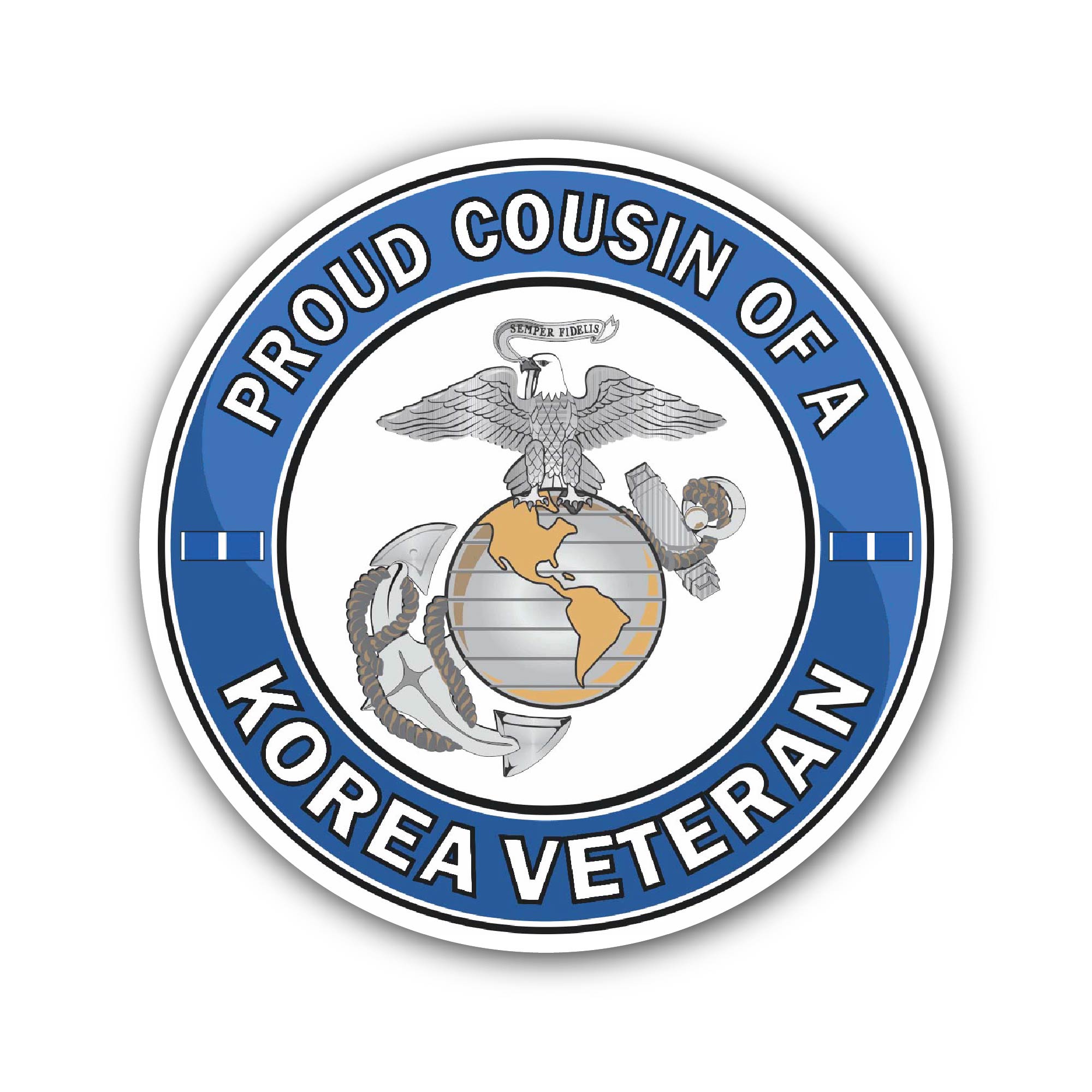 U.S. Marine Corps Proud Cousin of a Korea Veteran Sticker, Waterproof Vinyl Decal Sticker Indoor Or Outdoor 2 (Pieces) 3" and 5"