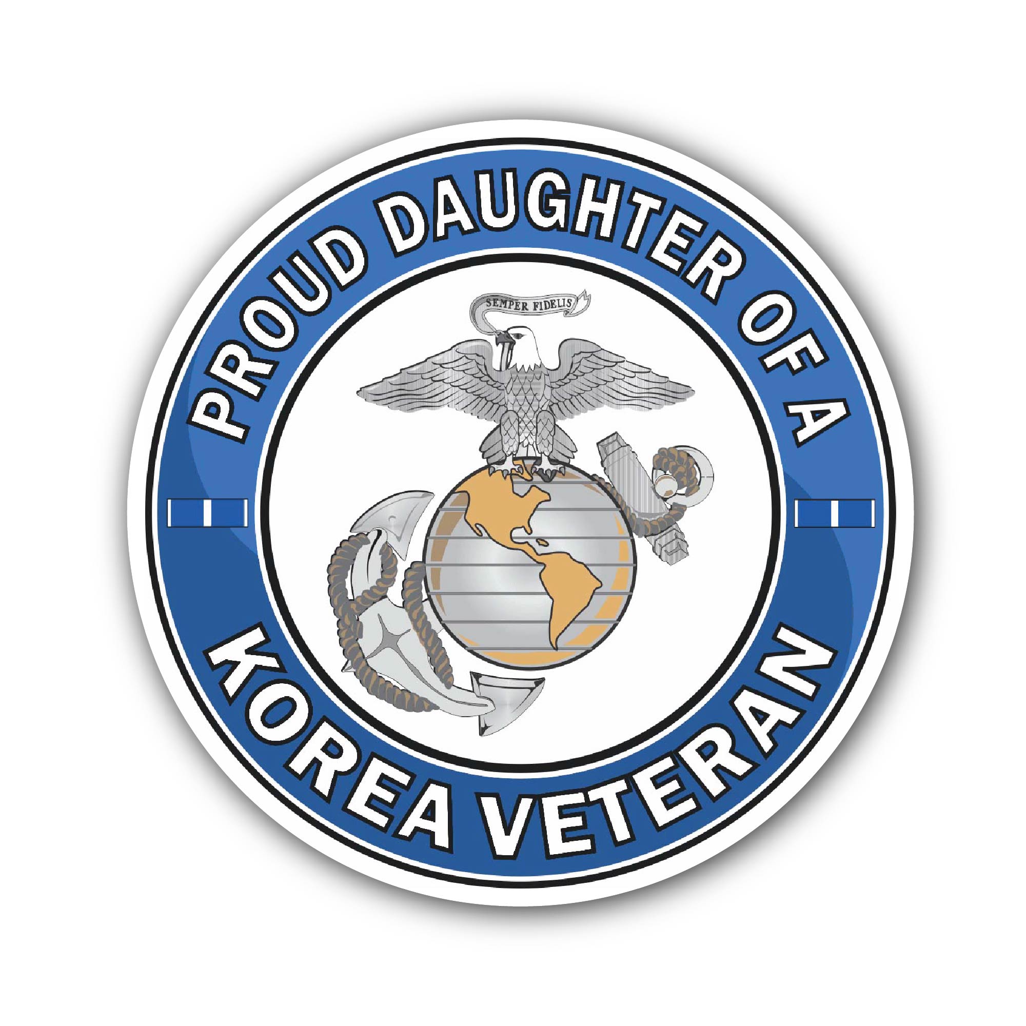 U.S. Marine Corps Proud Daughter of a Korea Veteran Sticker, Waterproof Vinyl Decal Sticker Indoor Or Outdoor 2 (Pieces) 3" and 5"