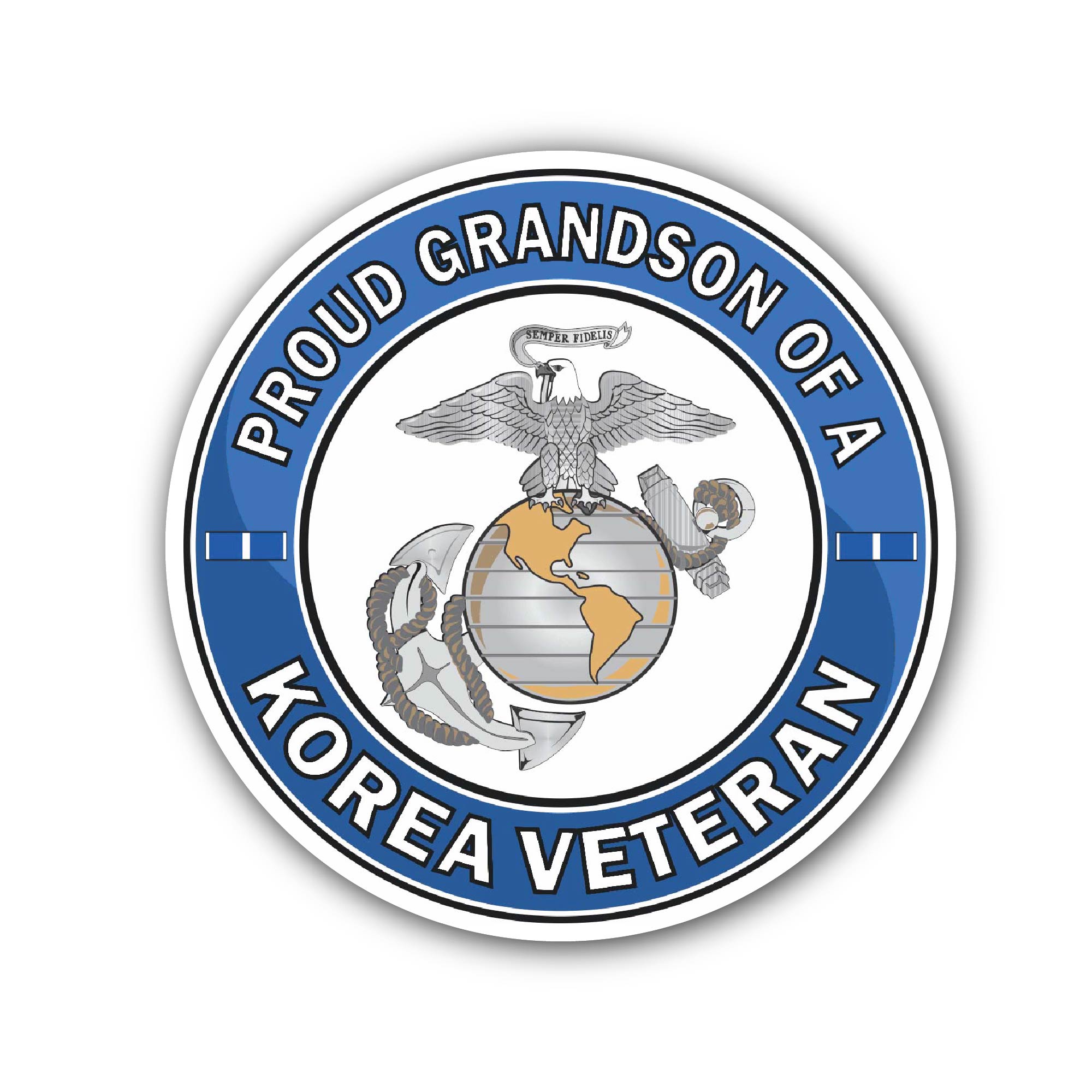 U.S. Marine Corps Proud Grandson of a Korea Veteran Sticker, Waterproof Vinyl Decal Sticker Indoor Or Outdoor 2 (Pieces) 3" and 5"
