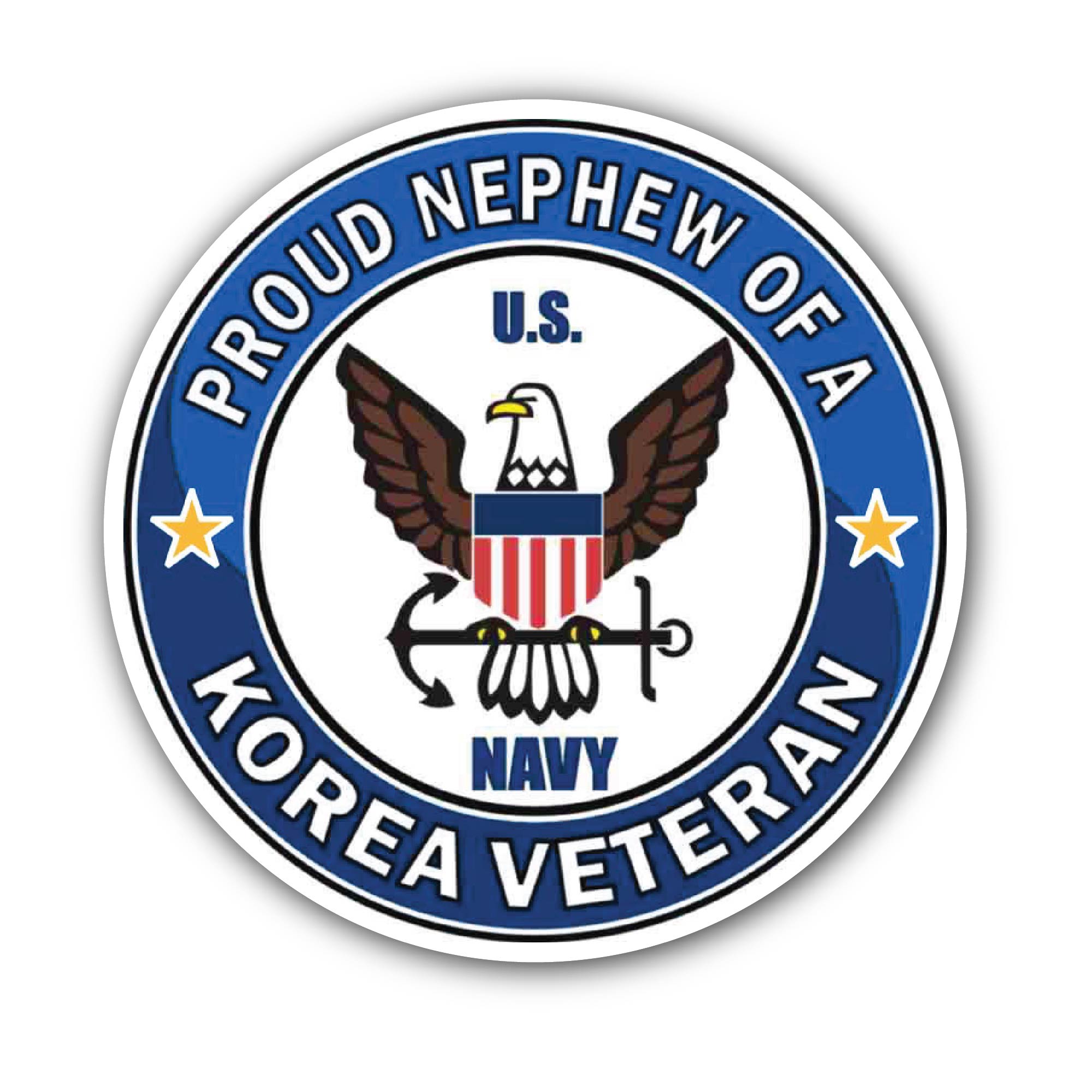 U.S. Navy Proud Nephew of a Korea Veteran Sticker, Waterproof Vinyl Decal Sticker Indoor Or Outdoor 2 (Pieces) 3" and 5"