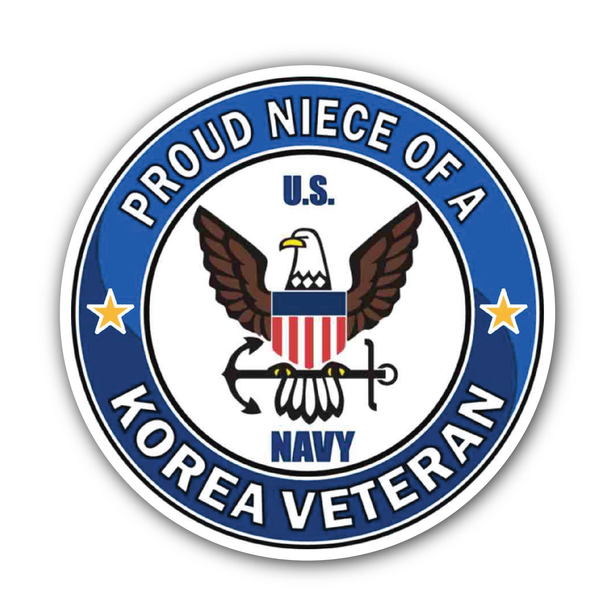 U.S. Navy Proud Niece of a Korea Veteran Sticker, Waterproof Vinyl Decal Sticker Indoor Or Outdoor 2 (Pieces) 3" and 5"