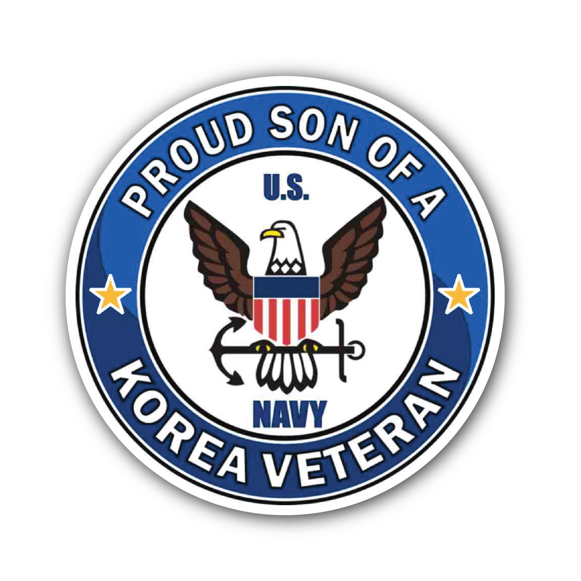 U.S. Navy Proud Son of a Korea Veteran Sticker, Waterproof Vinyl Decal Sticker Indoor Or Outdoor 2 (Pieces) 3" and 5"