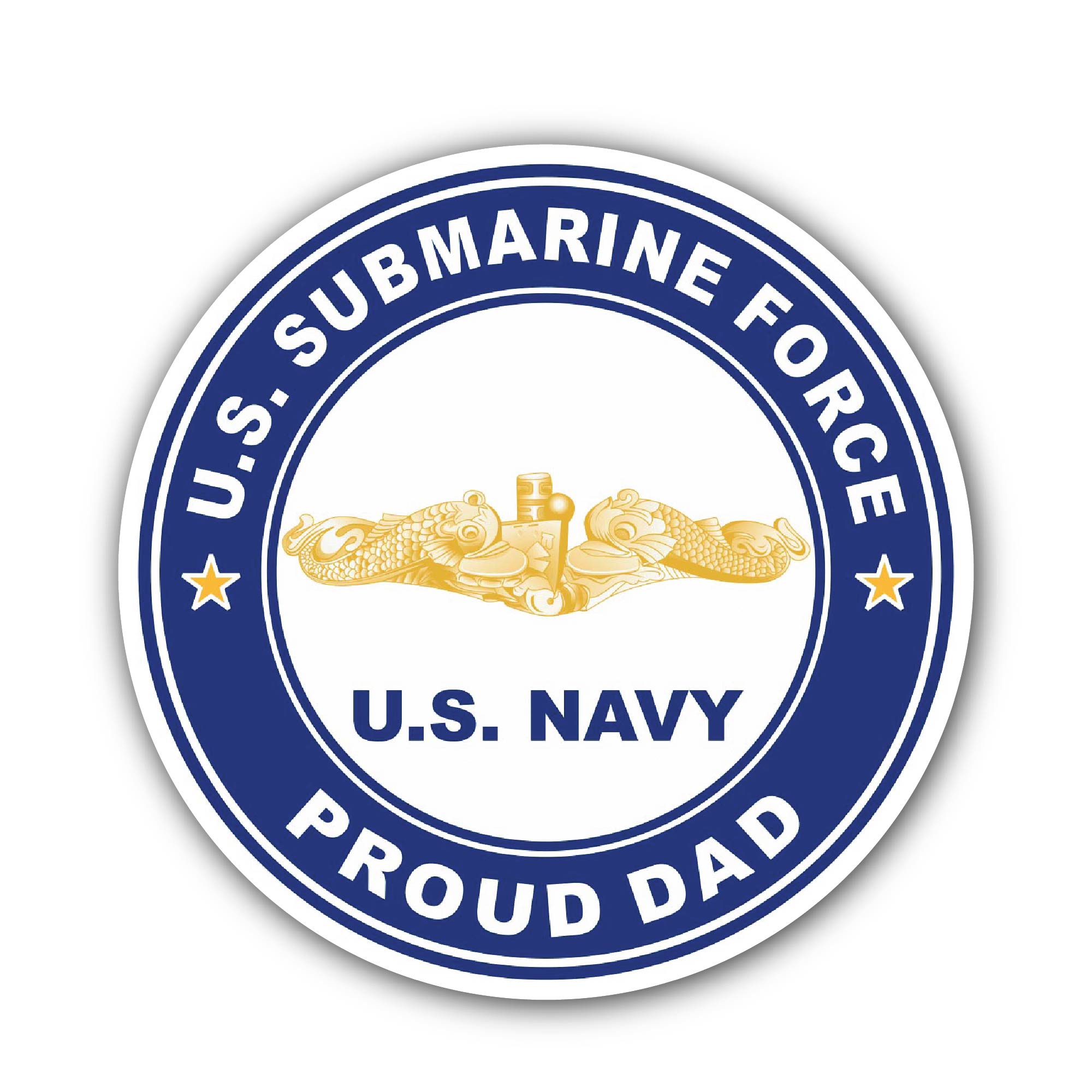 US Submarine Force Proud Dad Gold Dolphins Sticker, Waterproof Vinyl Decal Sticker Indoor Or Outdoor 2 (Pieces) 3" and 5"
