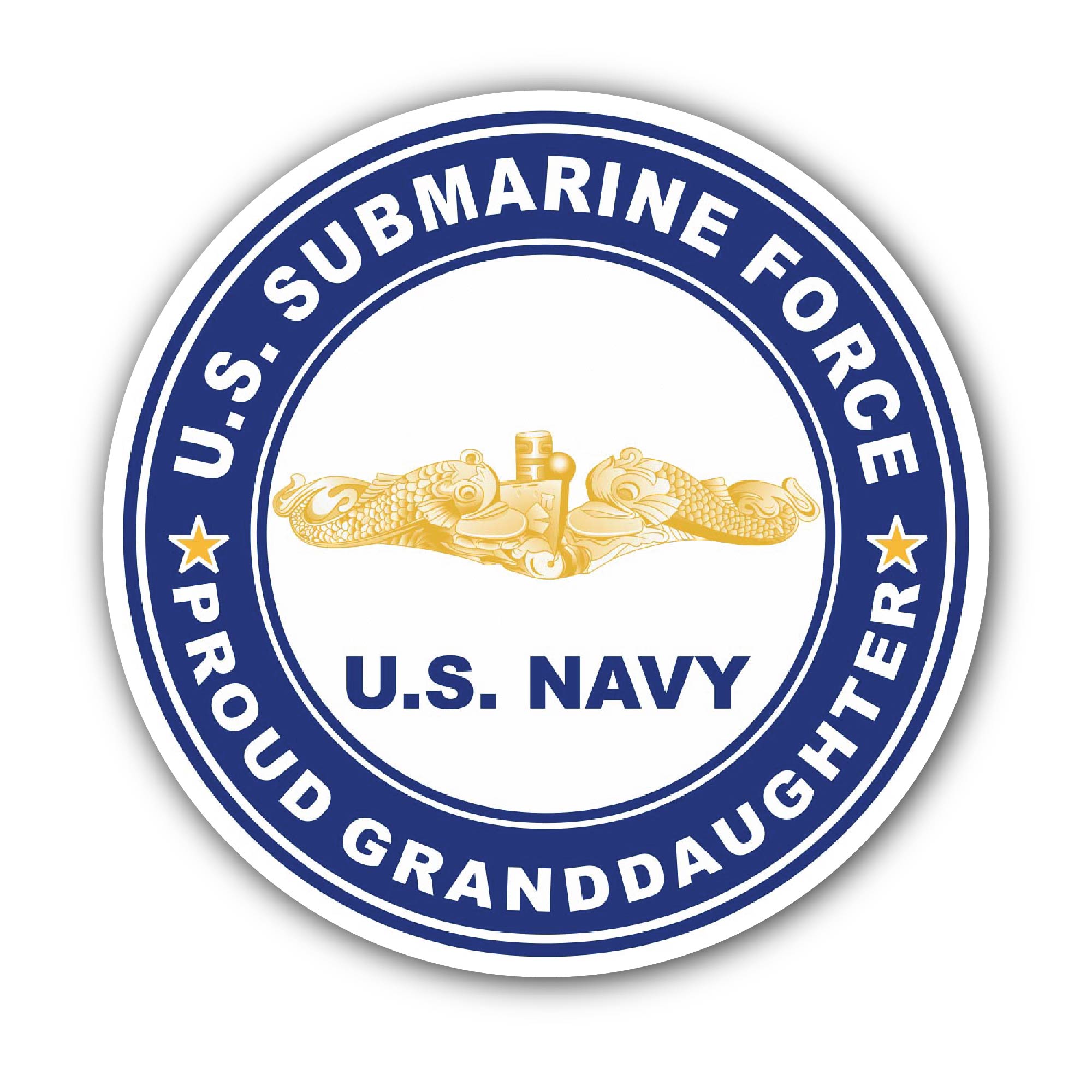 US Submarine Force Proud Granddaughter Gold Dolphins Sticker, Waterproof Vinyl Decal Sticker Indoor Or Outdoor 2 (Pieces) 3" and 5"