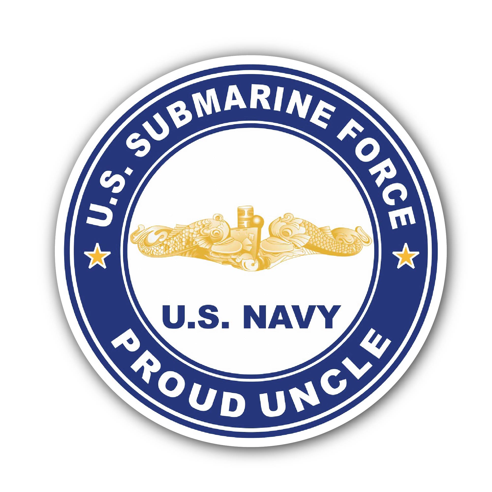 US Submarine Force Proud  Uncle Gold Dolphins Sticker, Waterproof Vinyl Decal Sticker Indoor Or Outdoor 2 (Pieces) 3" and 5"