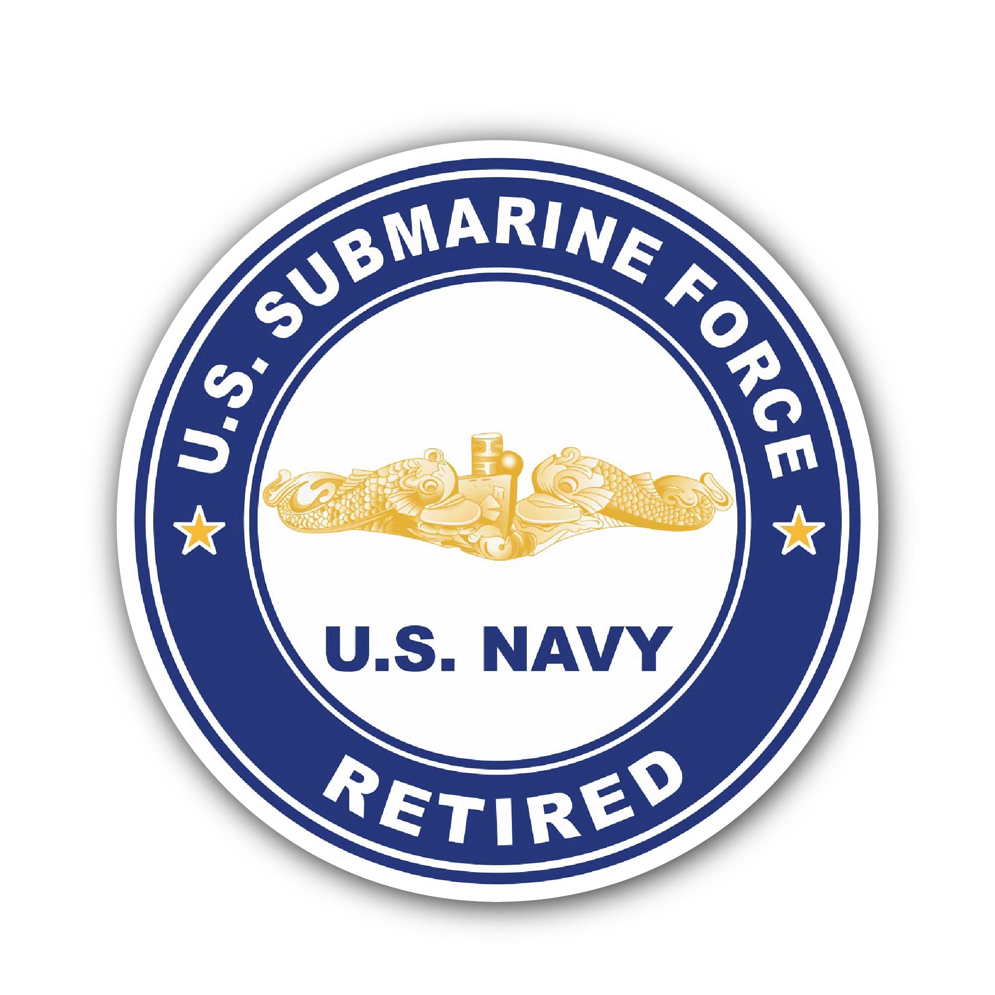 US Submarine Force Proud Retired Gold Dolphins Sticker, Waterproof Vinyl Decal Sticker Indoor Or Outdoor 2 (Pieces) 3" and 5"