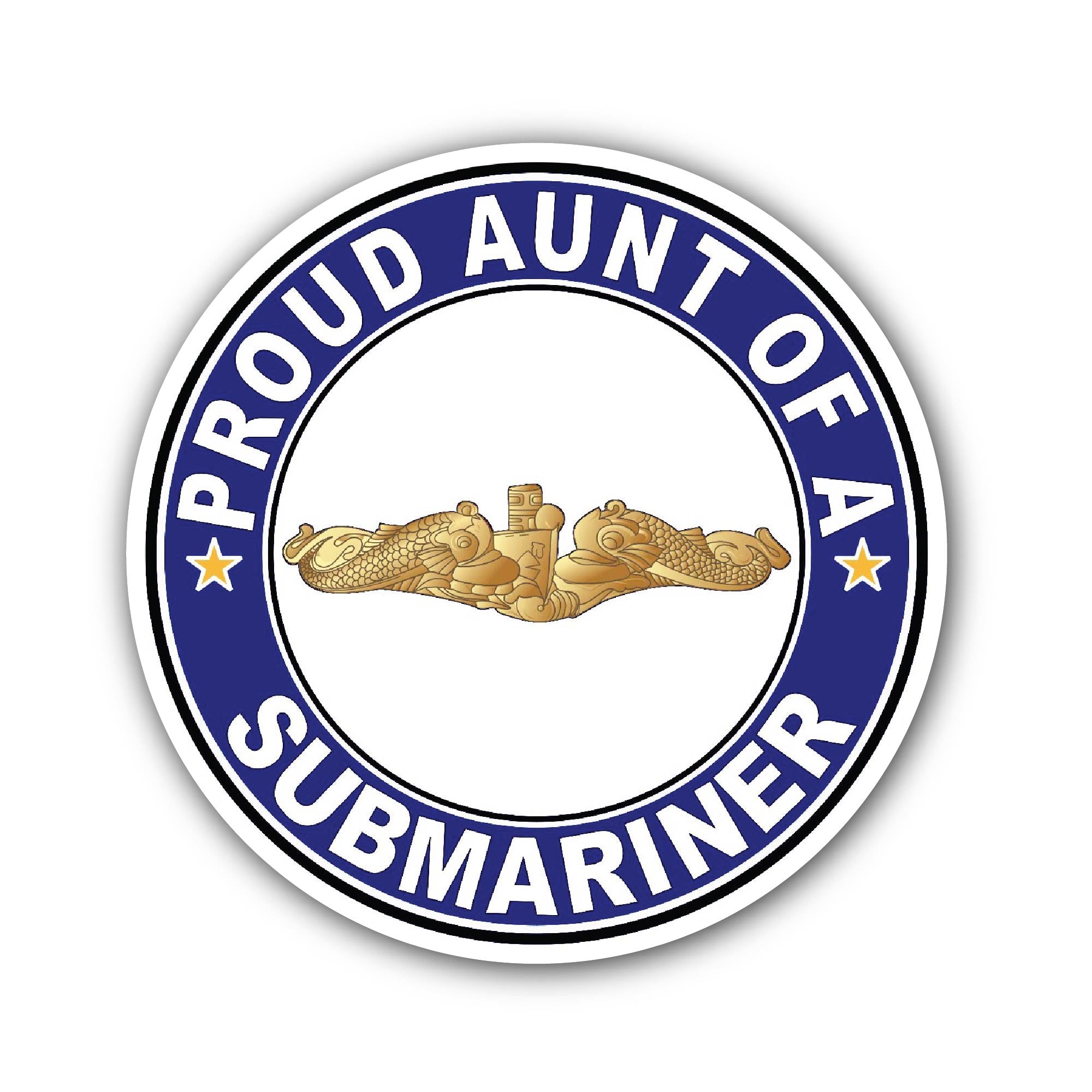 Proud Aunt of a Submariner Gold Dolphins Sticker, Waterproof Vinyl Decal Sticker Indoor Or Outdoor 2 (Pieces) 3" and 5"