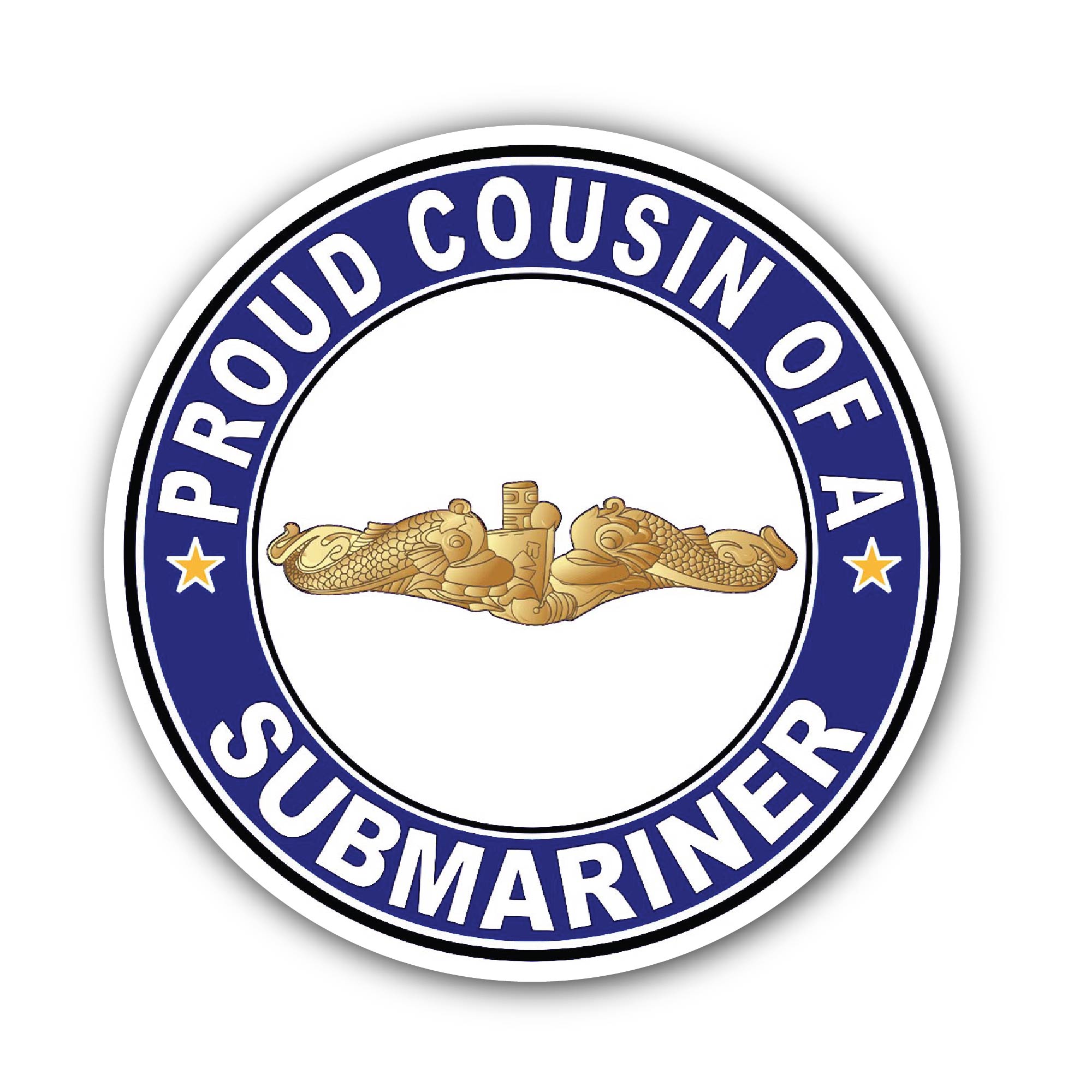 Proud Cousin of a Submariner Gold Dolphins Sticker, Waterproof Vinyl Decal Sticker Indoor Or Outdoor 2 (Pieces) 3" and 5"