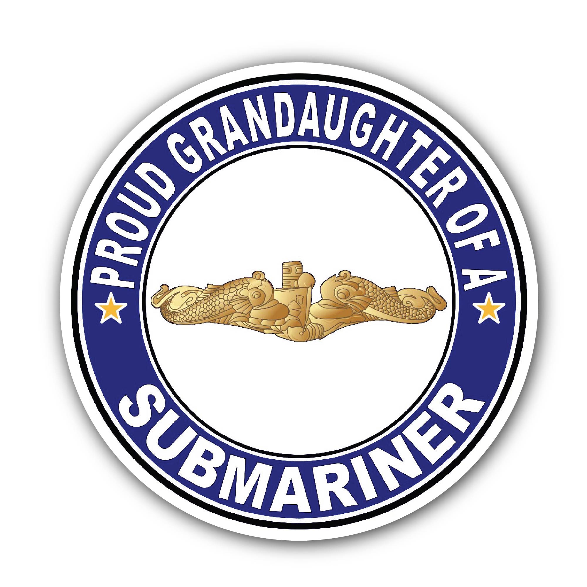 Proud Granddaughter of a Submariner Gold Dolphins Sticker, Waterproof Vinyl Decal Sticker Indoor Or Outdoor 2 (Pieces) 3" and 5"