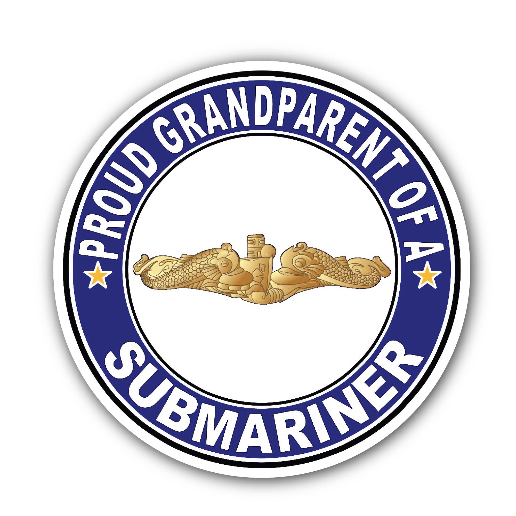 Proud Grandparent of a Submariner Gold Dolphins Sticker, Waterproof Vinyl Decal Sticker Indoor Or Outdoor 2 (Pieces) 3" and 5"