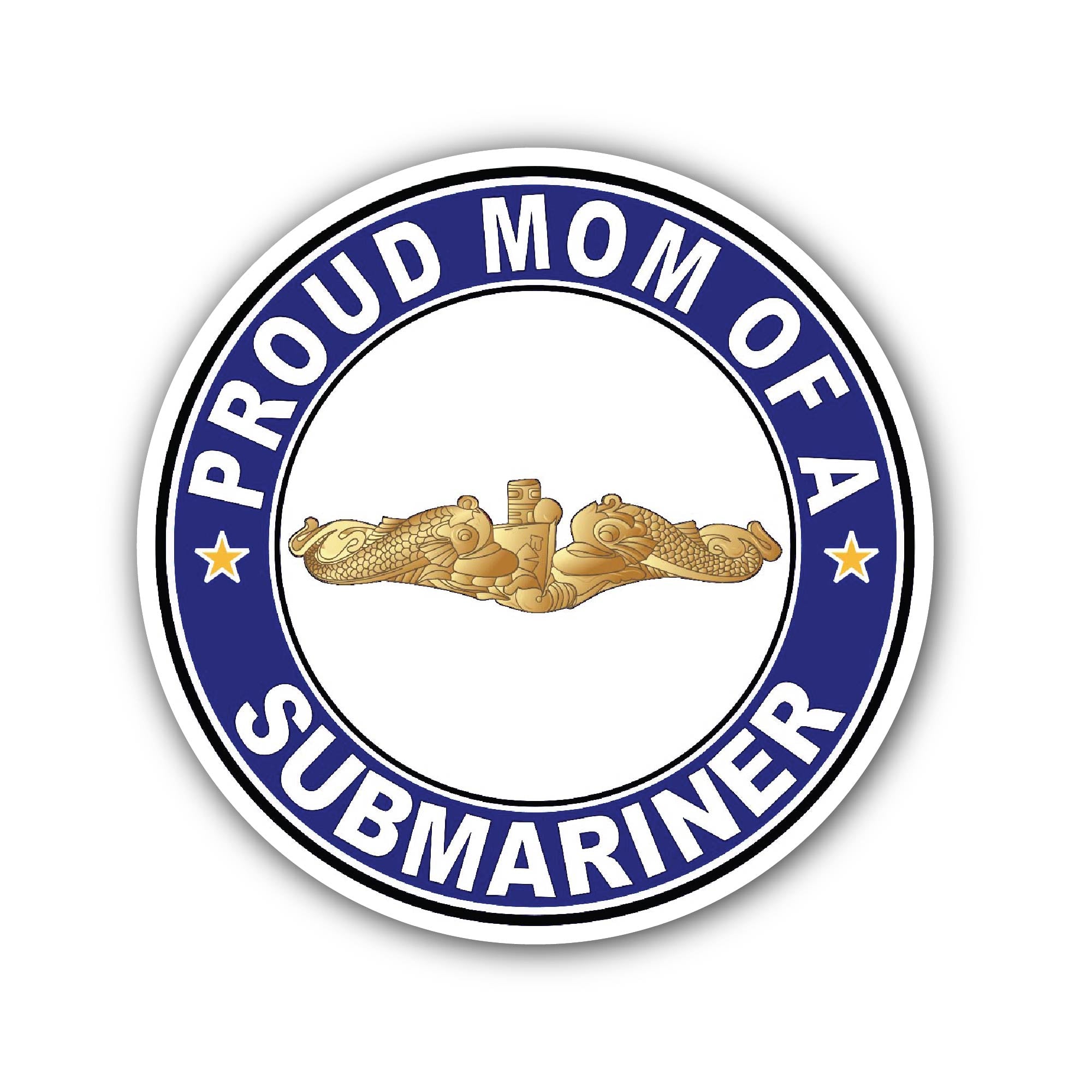 Proud Mom of a Submariner Gold Dolphins Sticker, Waterproof Vinyl Decal Sticker Indoor Or Outdoor 2 (Pieces) 3" and 5"