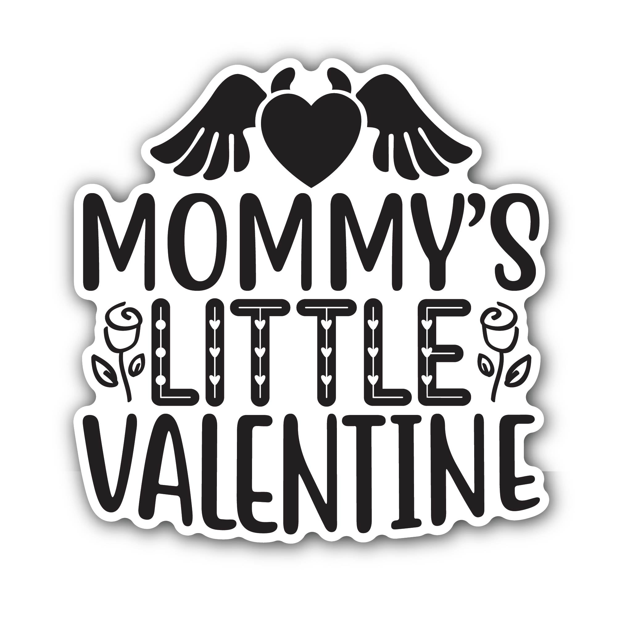 Mommy's Little Valentine Sticker, Waterproof Vinyl Decal Sticker Indoor Or Outdoor 2 (Pieces) 3" and 5"