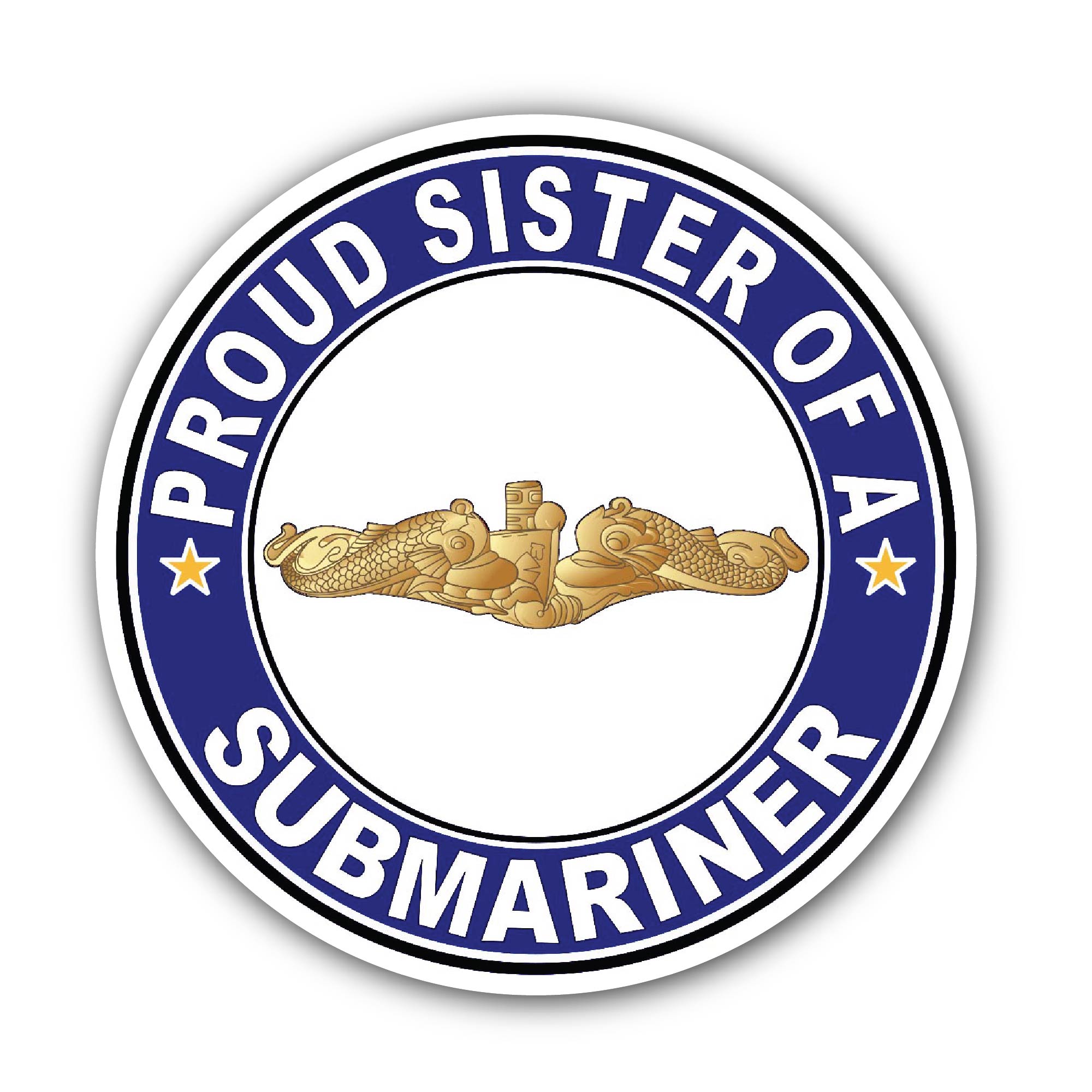 Proud Sister of a Submariner Gold Dolphins Sticker, Waterproof Vinyl Decal Sticker Indoor Or Outdoor 2 (Pieces) 3" and 5"