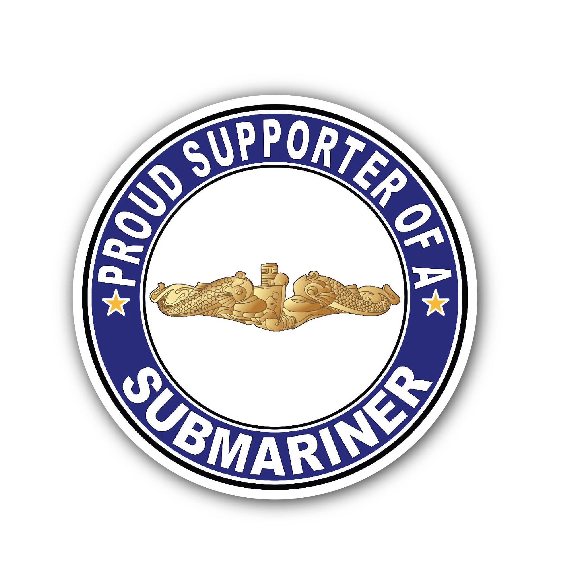 Proud Supporter of a Submariner Gold Dolphins Sticker, Waterproof Vinyl Decal Sticker Indoor Or Outdoor 2 (Pieces) 3" and 5"