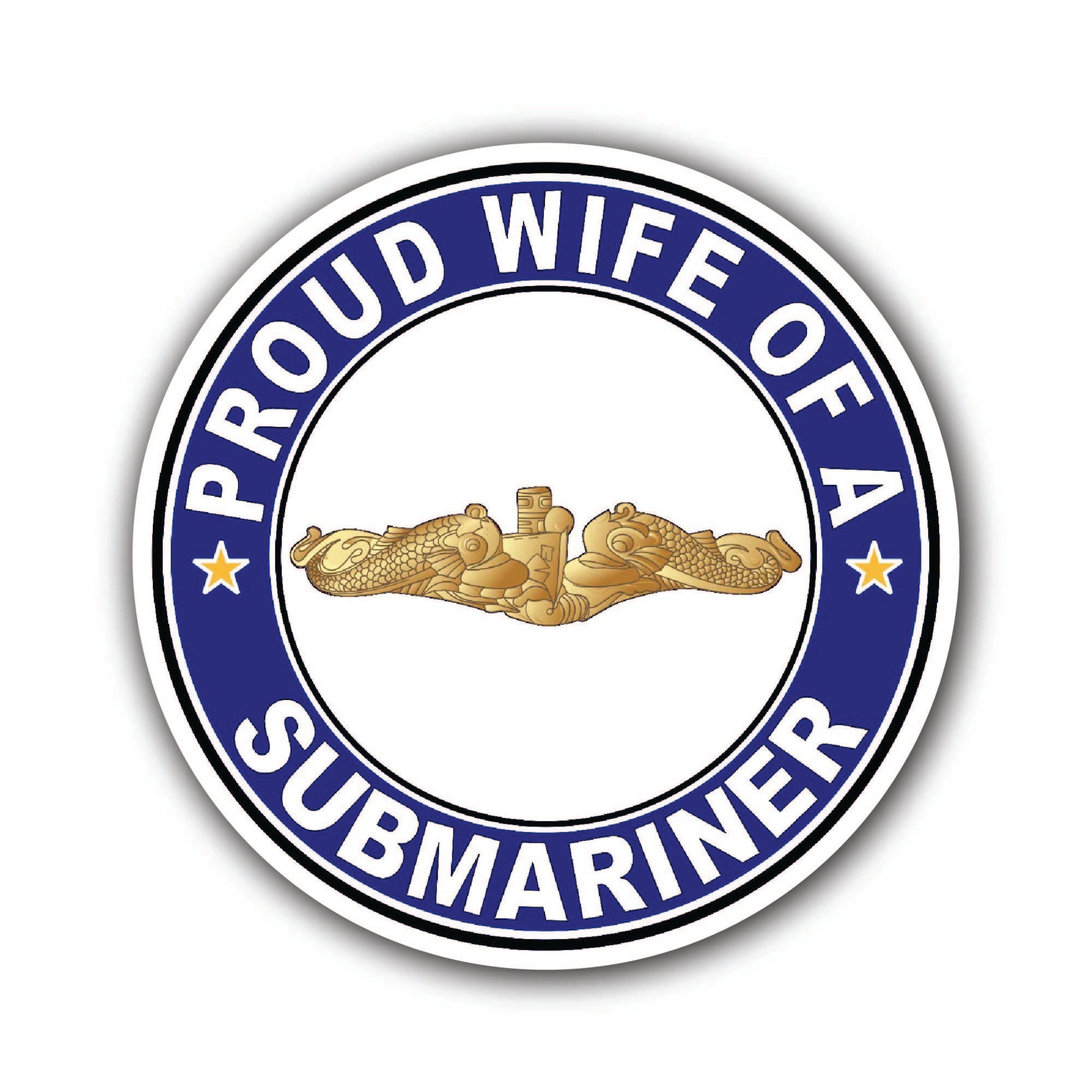 Proud Wife of a Submariner Gold Dolphins Sticker, Waterproof Vinyl Decal Sticker Indoor Or Outdoor 2 (Pieces) 3" and 5"