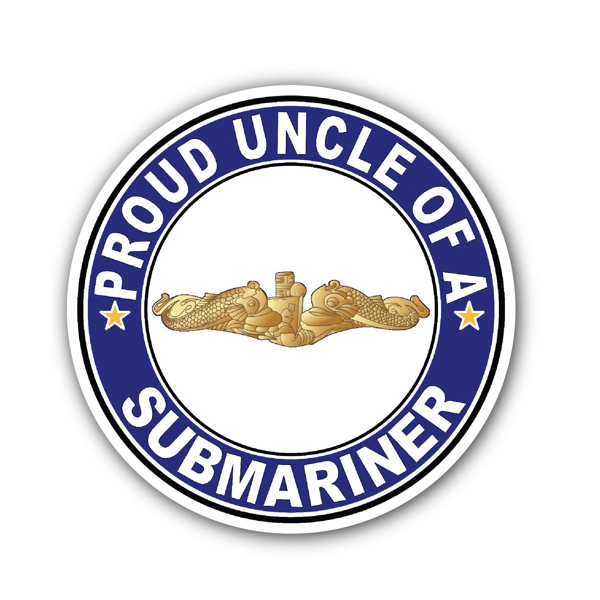 Proud Uncle of a Submariner Gold Dolphins Sticker, Waterproof Vinyl Decal Sticker Indoor Or Outdoor 2 (Pieces) 3" and 5"