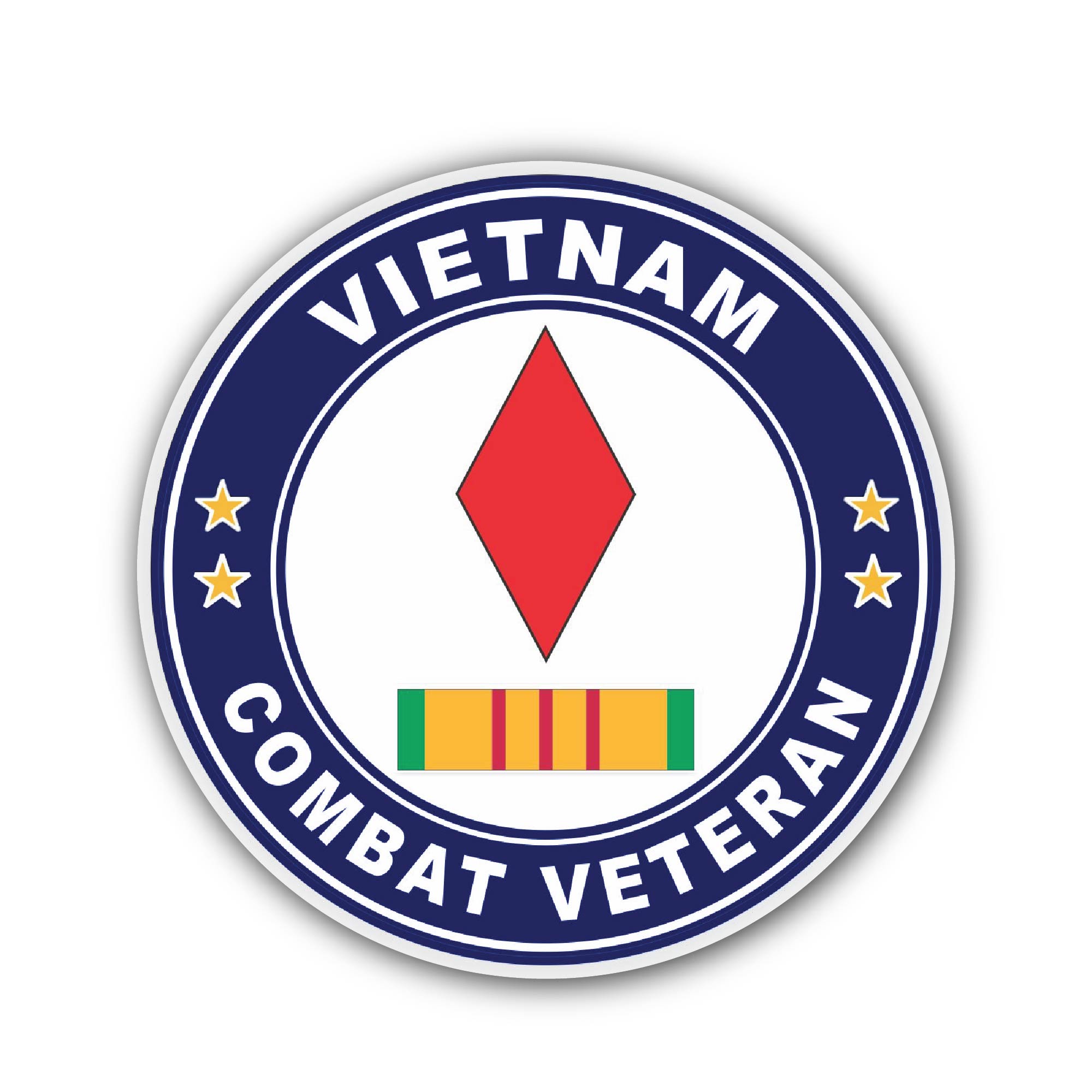 5th Infantry Division Vietnam Combat Veteran with Ribbon Sticker, Waterproof Vinyl Decal Sticker Indoor Or Outdoor 2 (Pieces) 3" and 5"