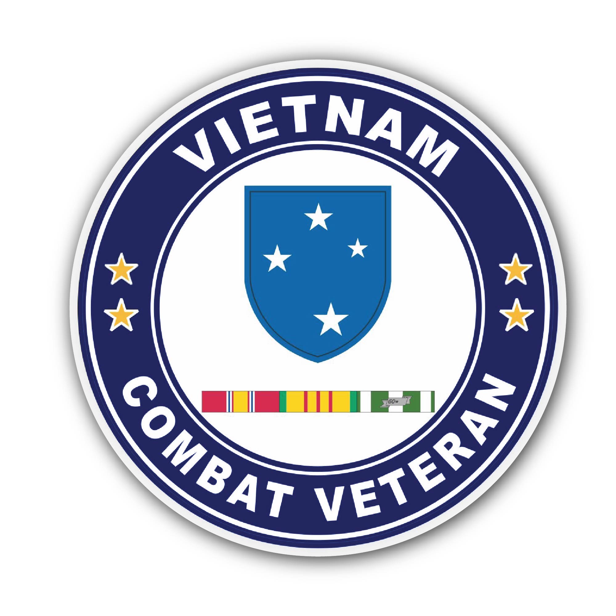 23rd Infantry Division Vietnam Combat Veteran with Ribbons Sticker, Waterproof Vinyl Decal Sticker Indoor Or Outdoor 2 (Pieces) 3" and 5"