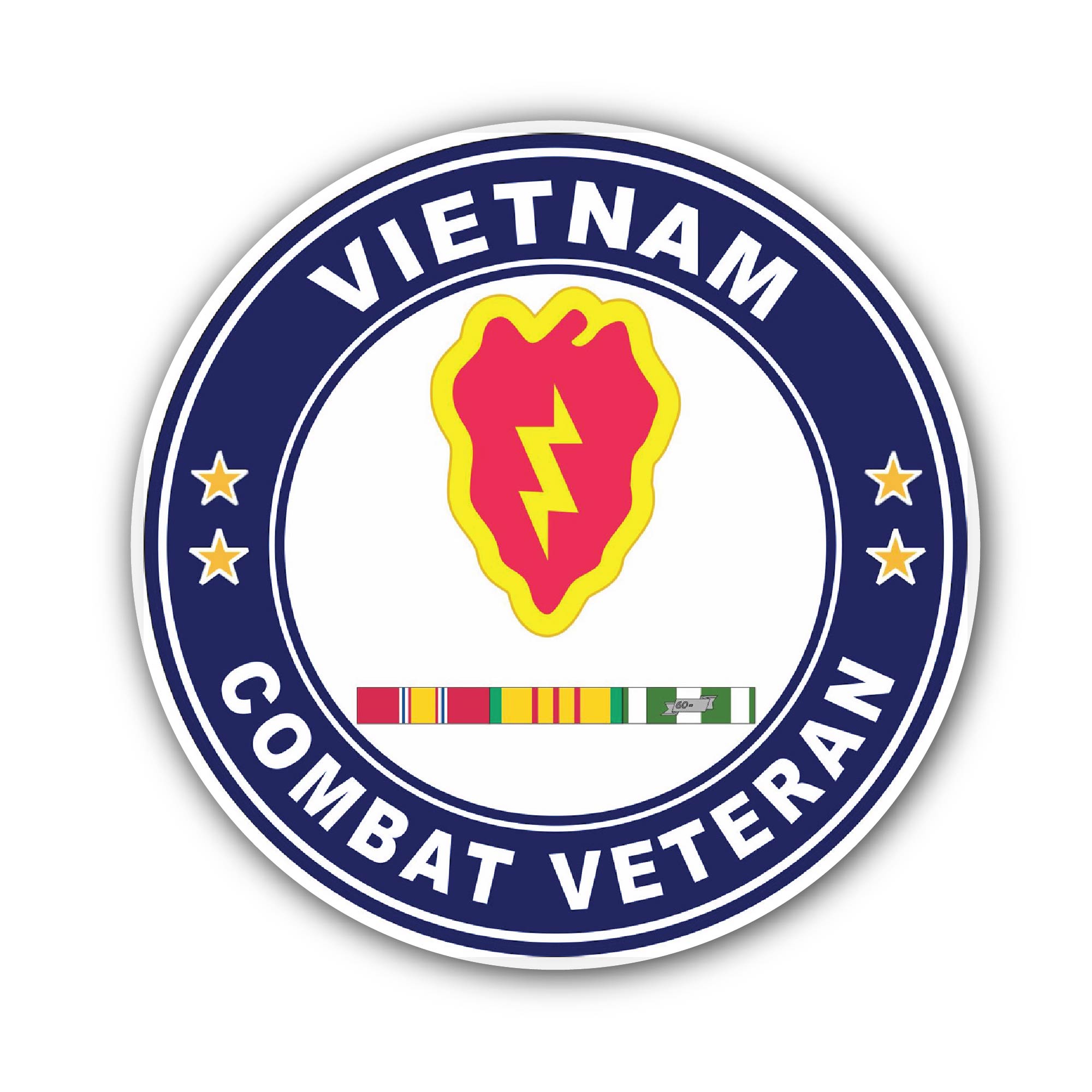 25th Infantry Division Vietnam Service Combat Veteran Sticker, Waterproof Vinyl Decal Sticker Indoor Or Outdoor 2 (Pieces) 3" and 5"