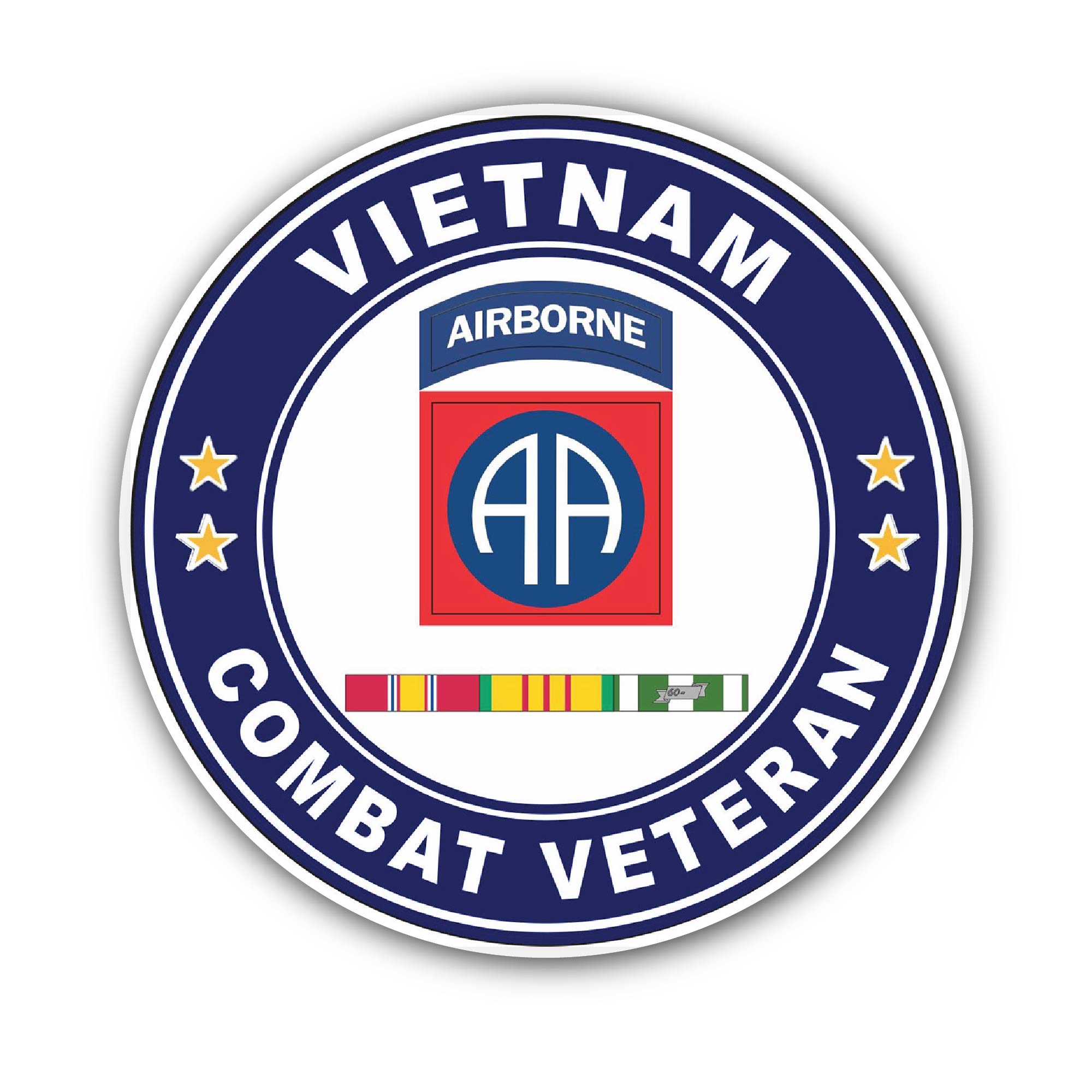 82nd Airborne Division Vietnam Service Combat Veteran Sticker, Waterproof Vinyl Decal Sticker Indoor Or Outdoor 2 (Pieces) 3" and 5"