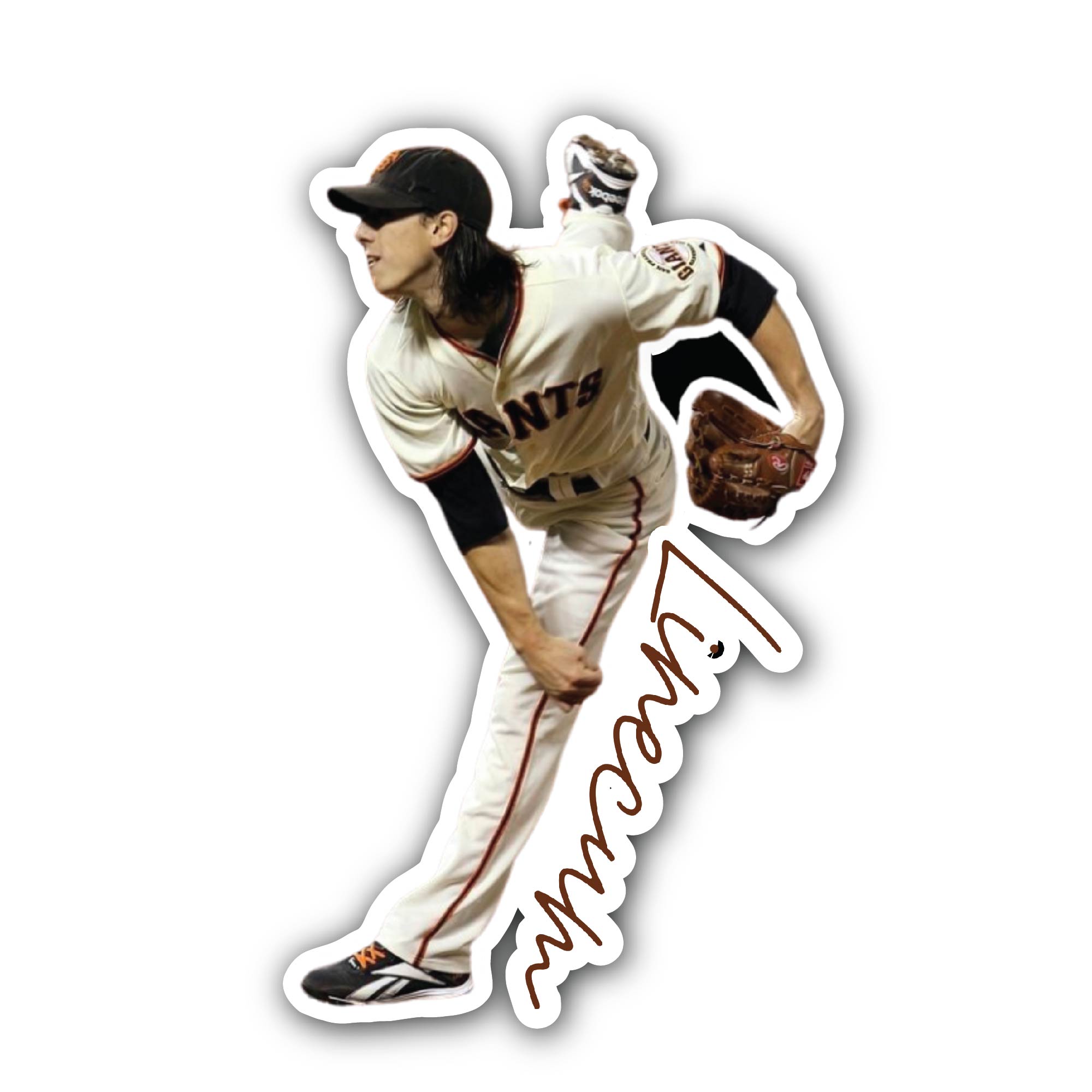 Tim Lincecum Pitching Sticker, Waterproof Vinyl Decal Sticker Indoor Or Outdoor 2 (Pieces) 3" and 5"