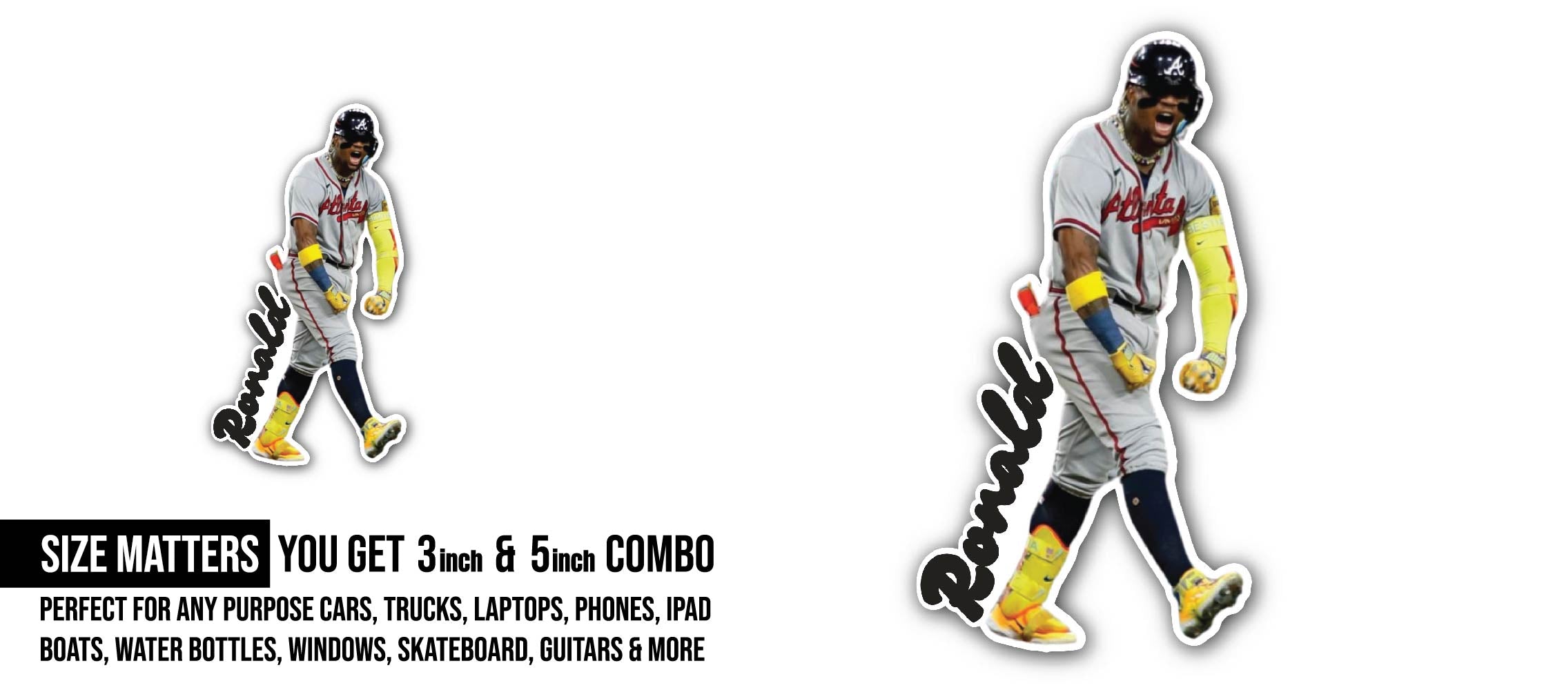 Ronald Sticker, Waterproof Vinyl Decal Sticker Indoor Or Outdoor 2 (Pieces) 3" and 5"