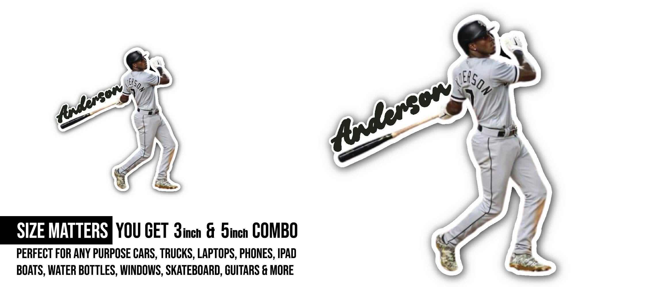 Tim Anderson Baseball Sticker, Waterproof Vinyl Decal Sticker Indoor Or Outdoor 2 (Pieces) 3" and 5"