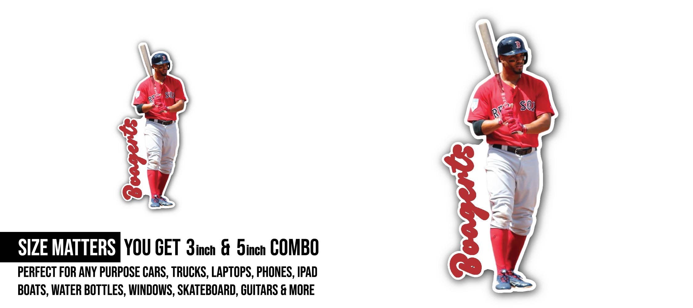 Bogaerts Baseball Player Sticker, Waterproof Vinyl Decal Sticker Indoor Or Outdoor 2 (Pieces) 3" and 5"