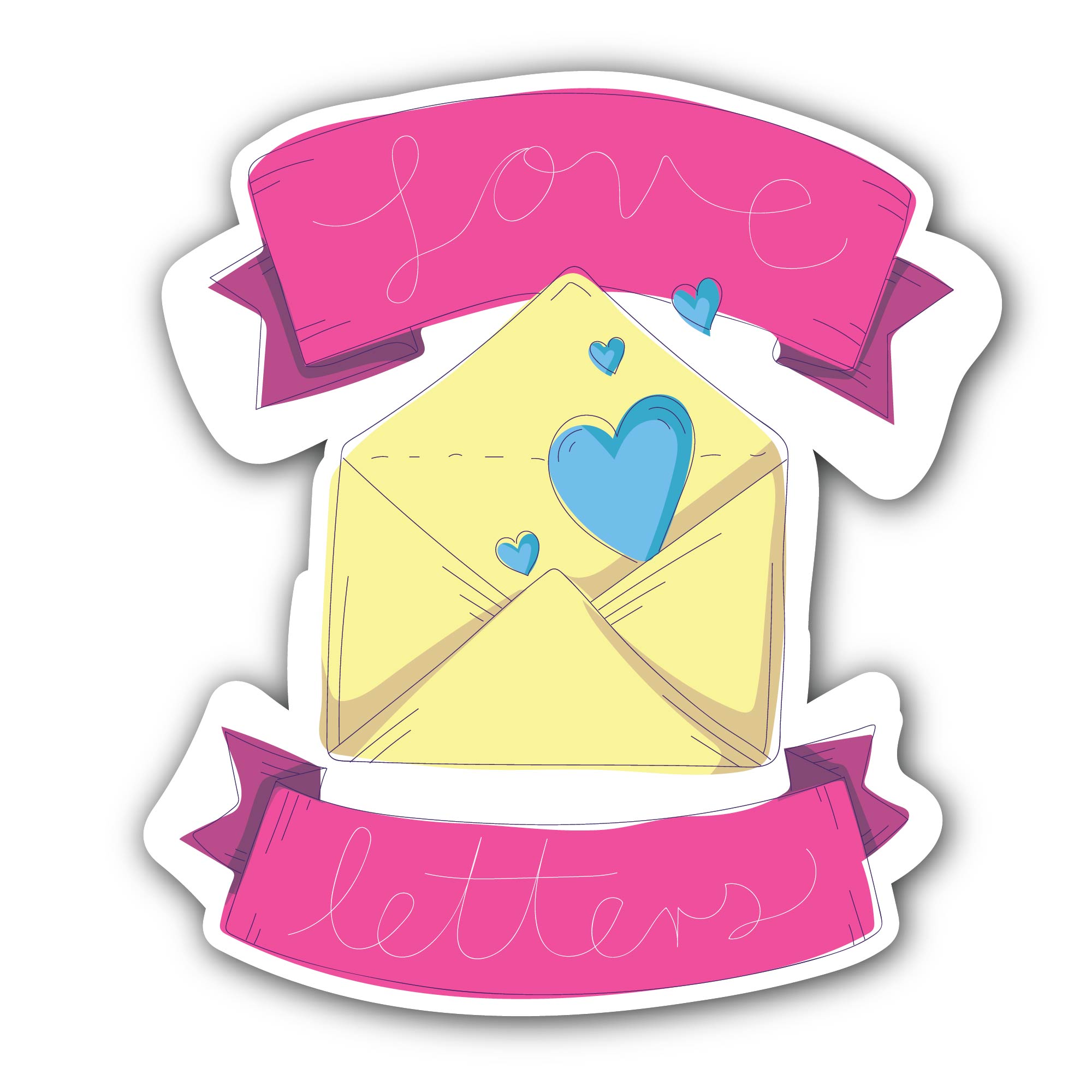 Love Letter Sticker, Waterproof Vinyl Decal Sticker Indoor Or Outdoor 2 (Pieces) 3" and 5"