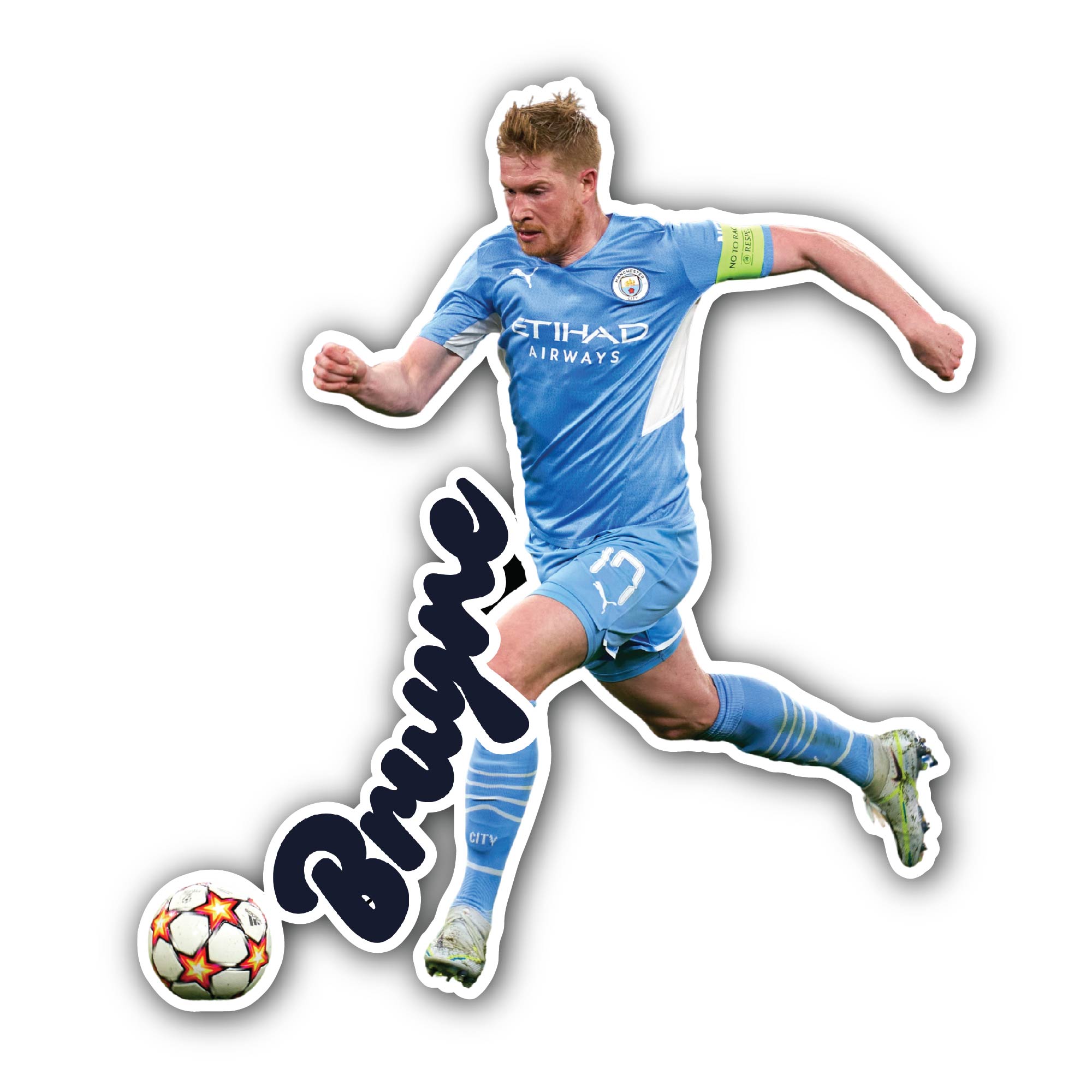 Kevin De Bruyne Sticker, Waterproof Vinyl Decal Sticker Indoor Or Outdoor 2 (Pieces) 3" and 5"