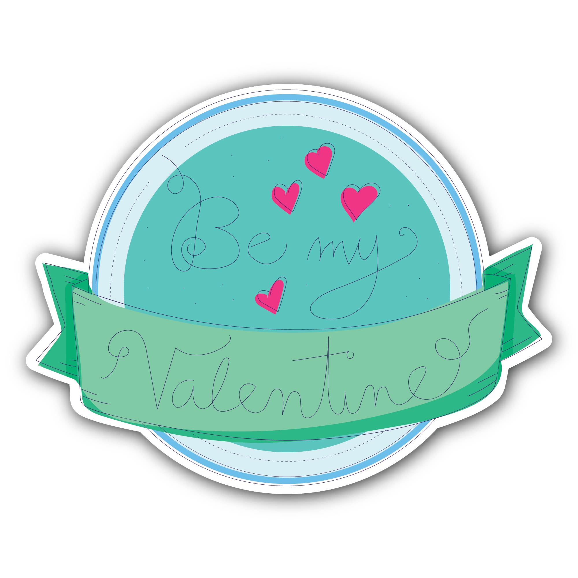 Be My Valentine Sticker, Waterproof Vinyl Decal Sticker Indoor Or Outdoor 2 (Pieces) 3" and 5"