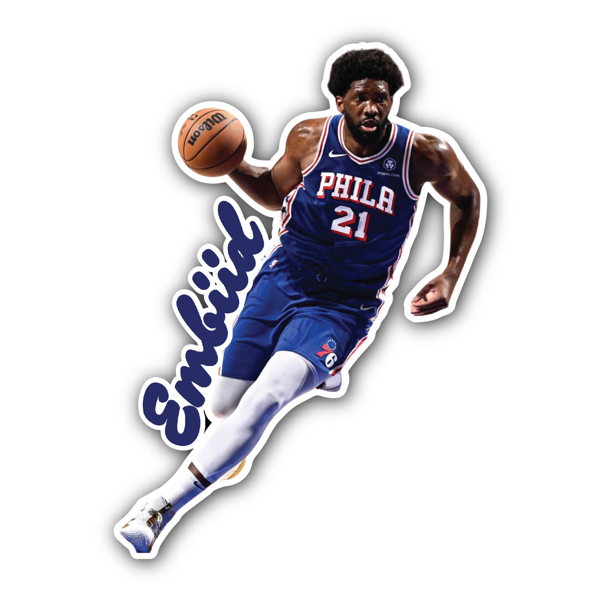Joel Embiid Sticker, Waterproof Vinyl Decal Sticker Indoor Or Outdoor 2 (Pieces) 3" and 5"