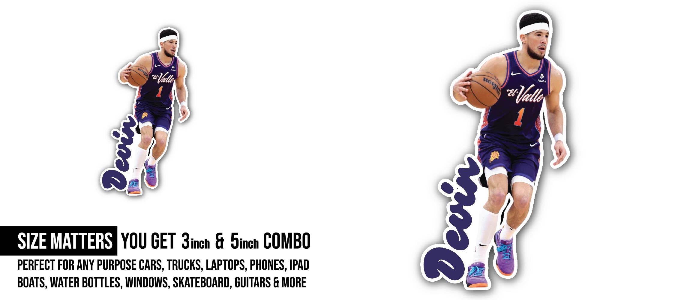 Devin Sticker, Waterproof Vinyl Decal Sticker Indoor Or Outdoor 2 (Pieces) 3" and 5"