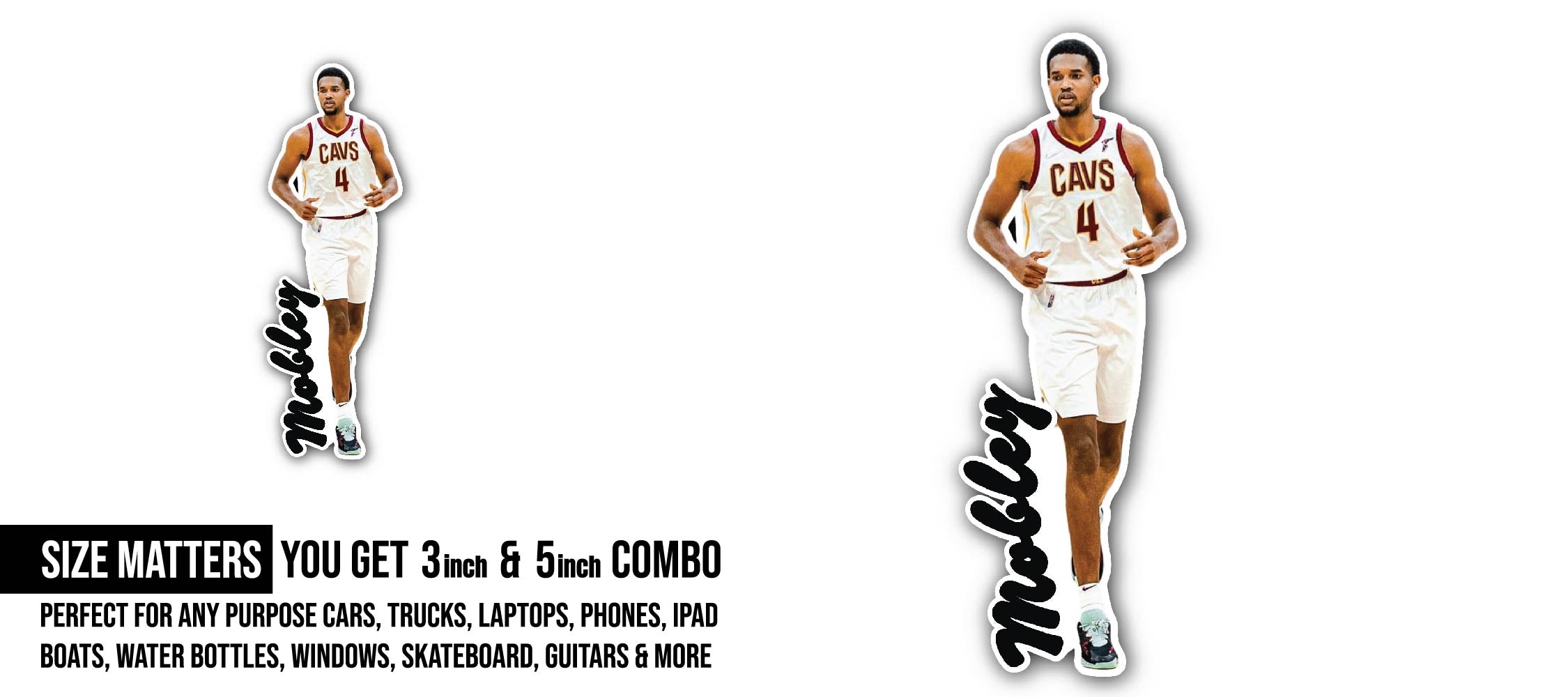Evan Mobley Sticker, Waterproof Vinyl Decal Sticker Indoor Or Outdoor 2 (Pieces) 3" and 5"