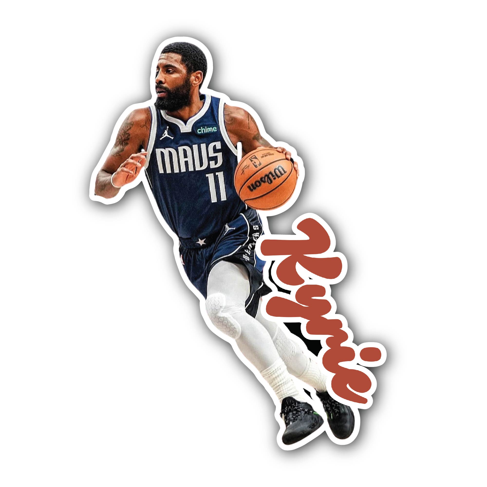 Kyrie Irving Sticker, Waterproof Vinyl Decal Sticker Indoor Or Outdoor 2 (Pieces) 3" and 5"