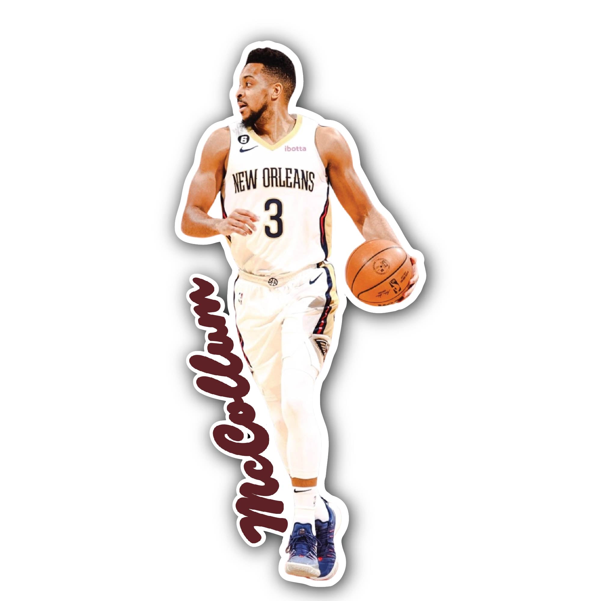 CJ McCollum Sticker, Waterproof Vinyl Decal Sticker Indoor Or Outdoor 2 (Pieces) 3" and 5"