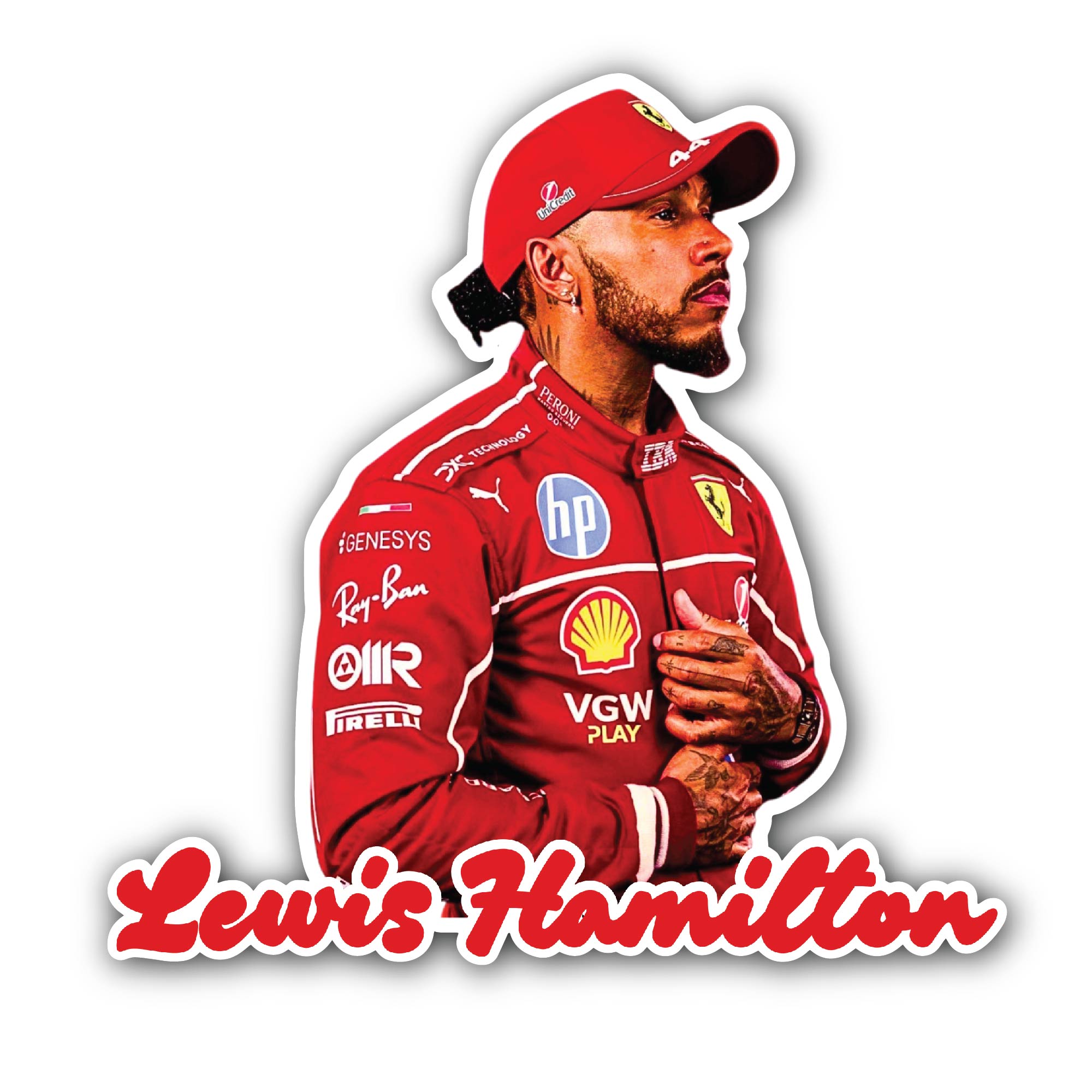 Lewis Hamilton Sticker, Waterproof Vinyl Decal Sticker Indoor Or Outdoor 2 (Pieces) 3" and 5"