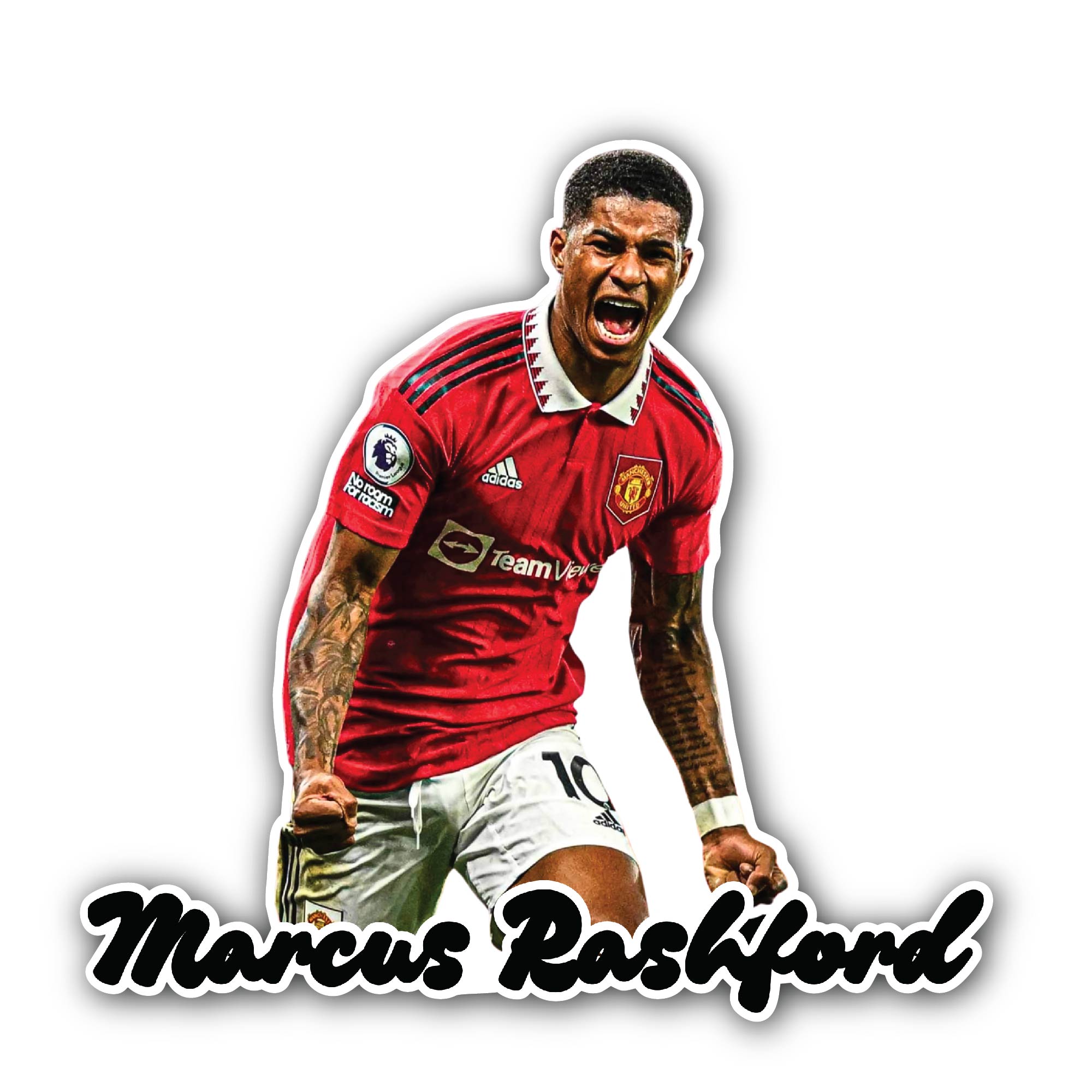 Marcus Rashford Sticker, Waterproof Vinyl Decal Sticker Indoor Or Outdoor 2 (Pieces) 3" and 5"